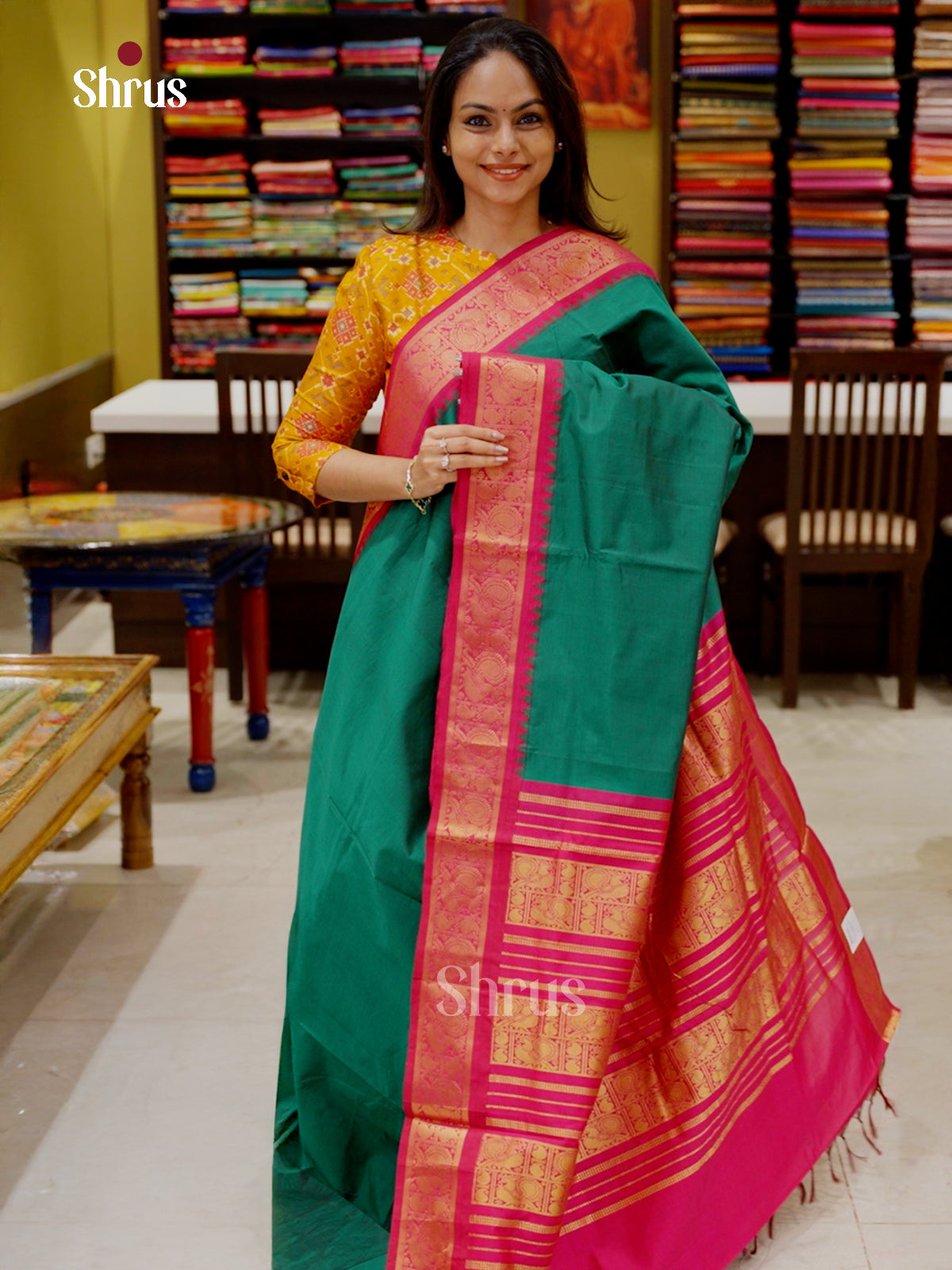 Silkcotton-halfpure Saree - ECS11161 - Shop on Shrus.com