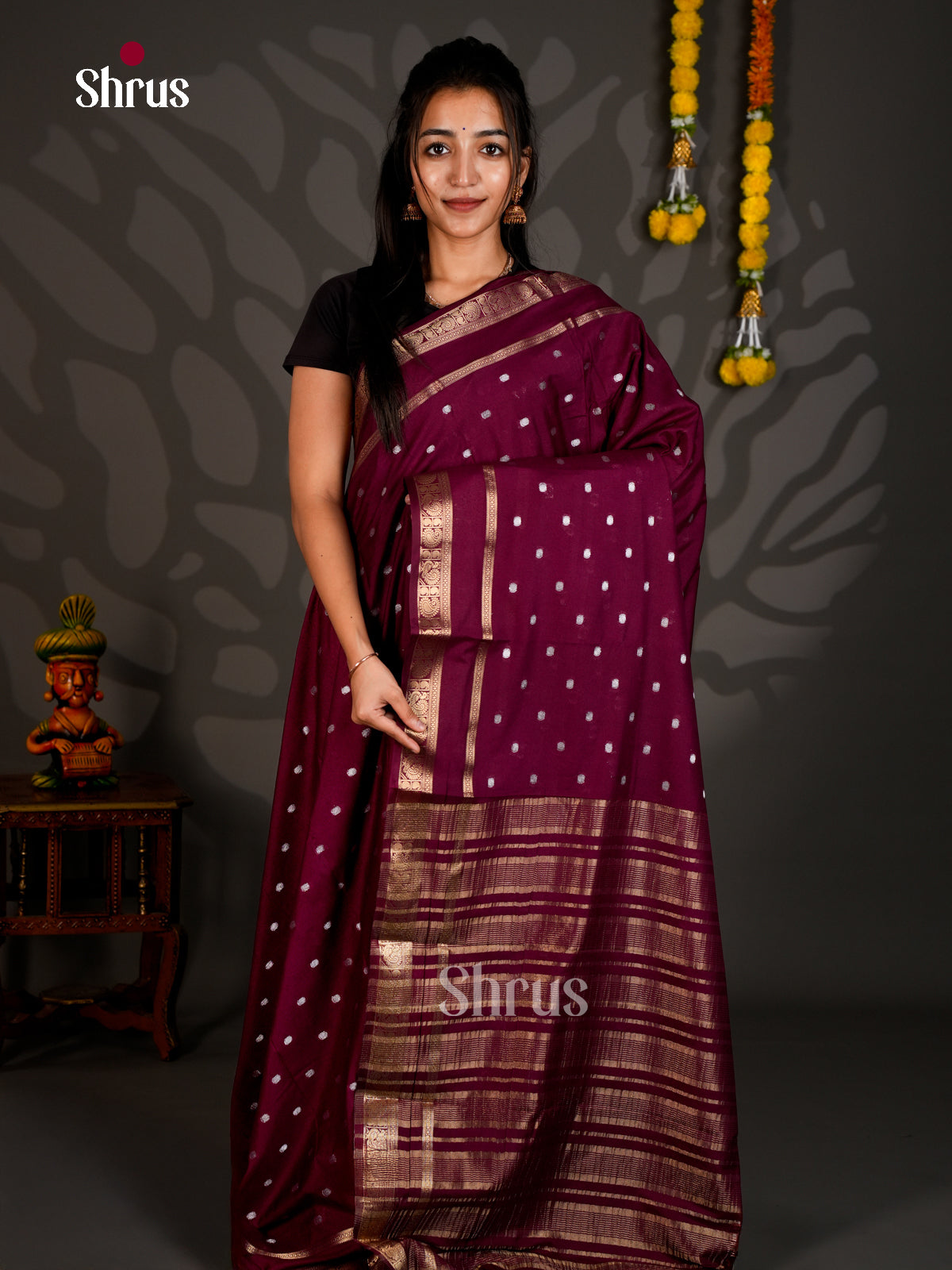 Semi Mysoresilk Saree - ECS11303 - Shop on Shrus.com