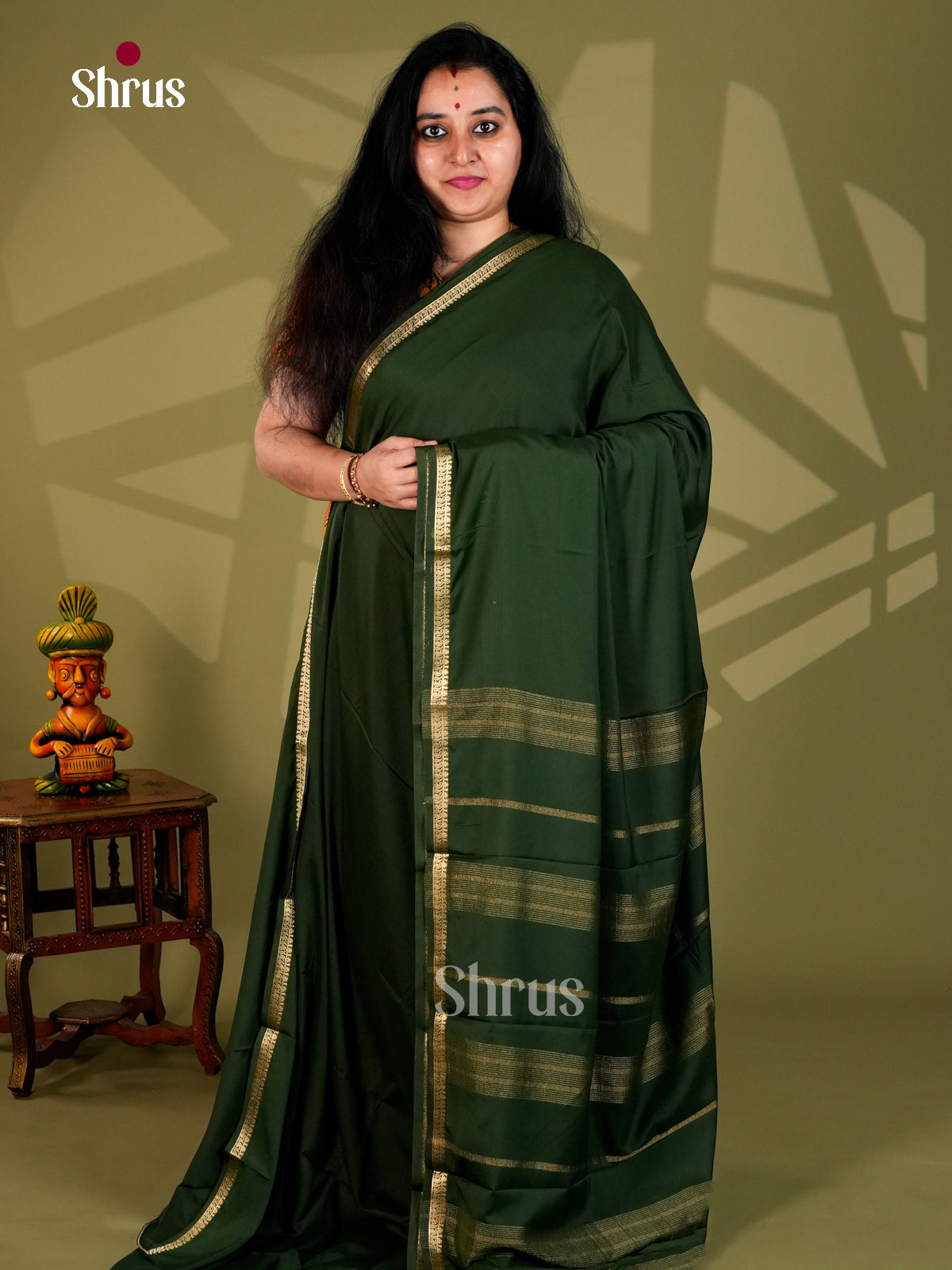 Semi Mysoresilk Saree - ECS11358 - Shop on Shrus.com
