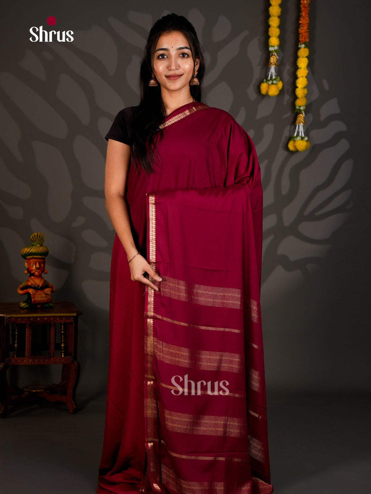 Semi Mysoresilk Saree - ECS11364 - Shop on Shrus.com
