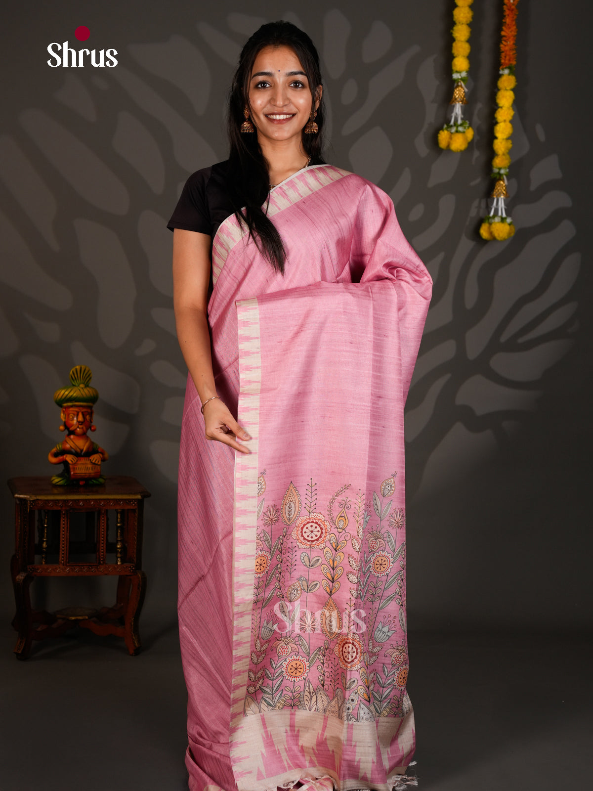 Printed Semi Tussar Saree - ECS12001 - Shop on Shrus.com