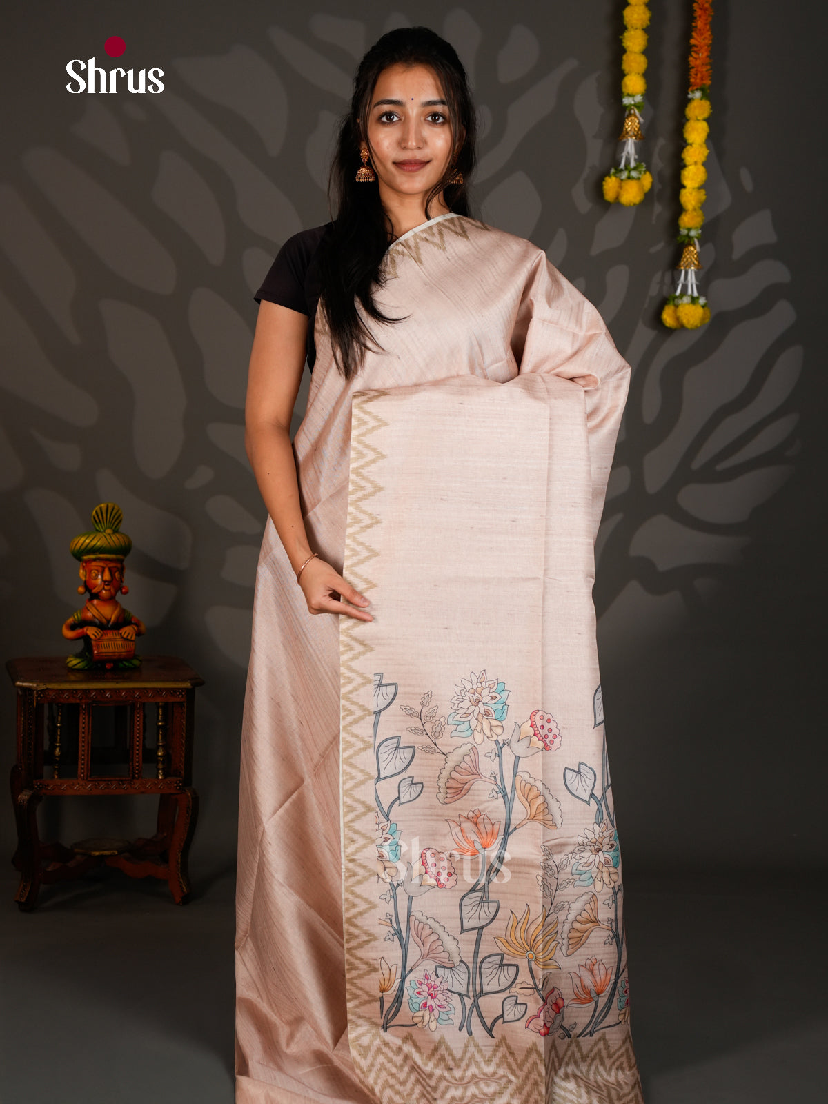 Printed Semi Tussar Saree - ECS12004 - Shop on Shrus.com