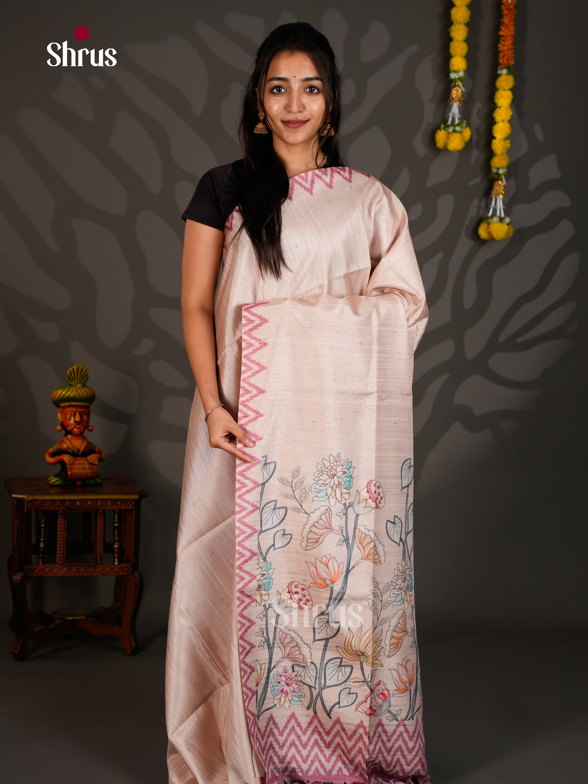 Printed Semi Tussar Saree - ECS12009 - Shop on Shrus.com
