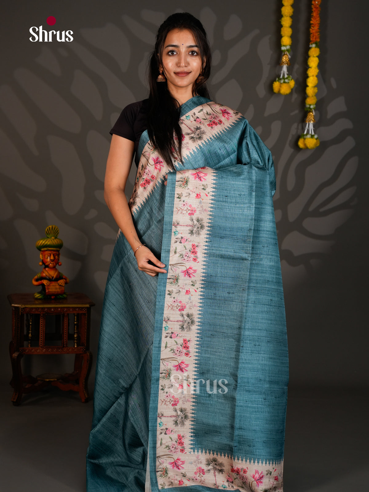 Printed Semi Tussar Saree - ECS12011 - Shop on Shrus.com