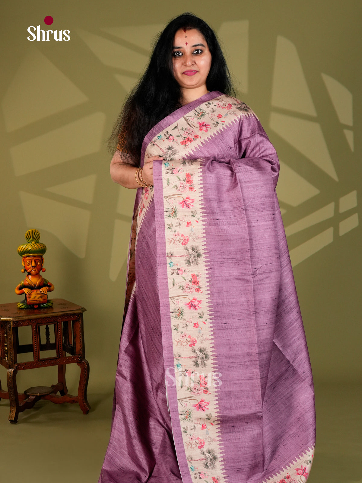 Printed Semi Tussar Saree - ECS12012 - Shop on Shrus.com