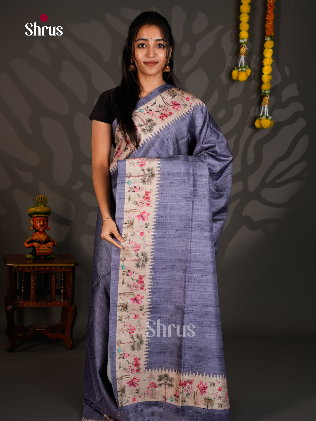 Printed Semi Tussar Saree - ECS12014 - Shop on Shrus.com