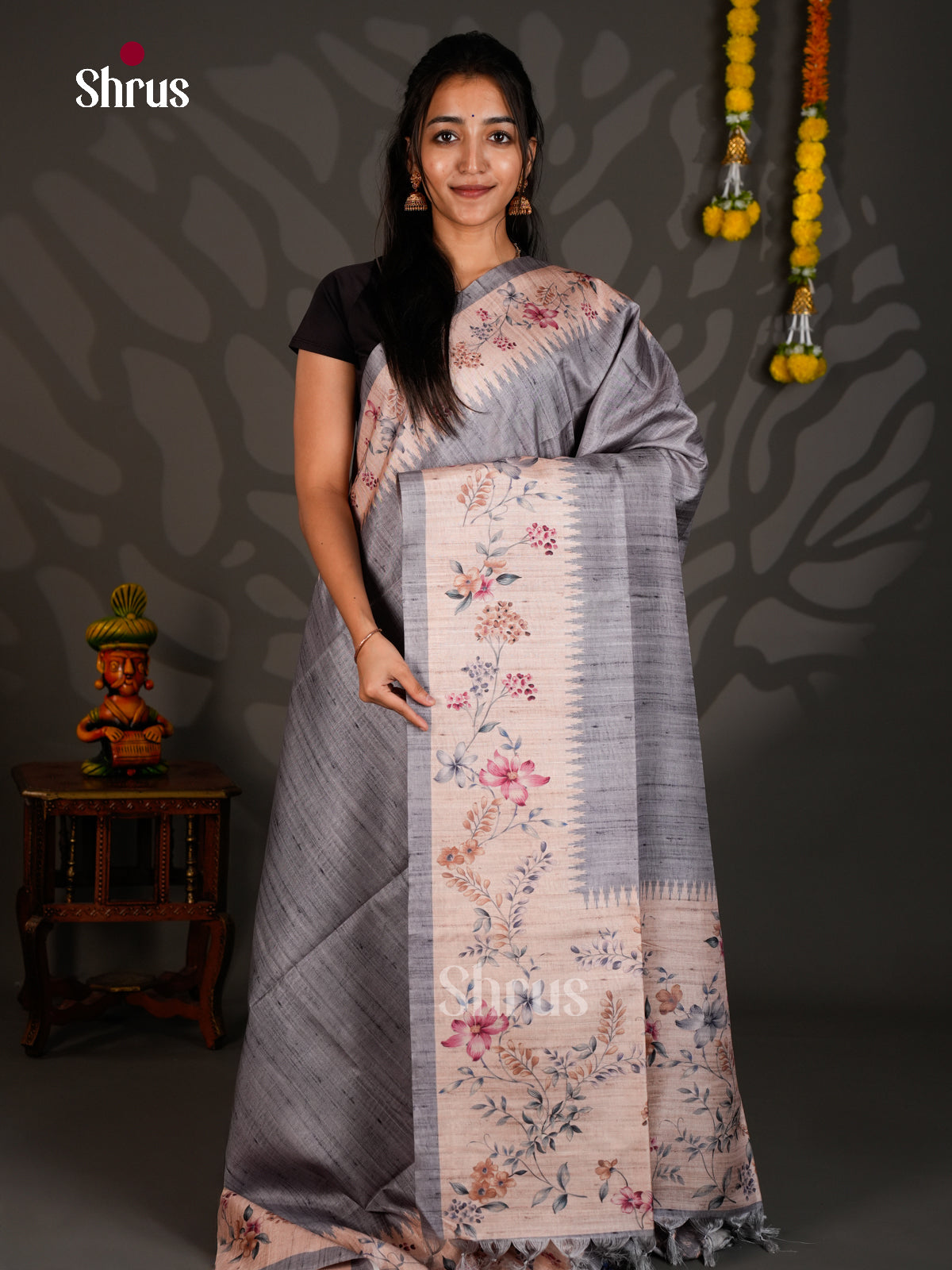 Printed Semi Tussar Saree - ECS12022 - Shop on Shrus.com