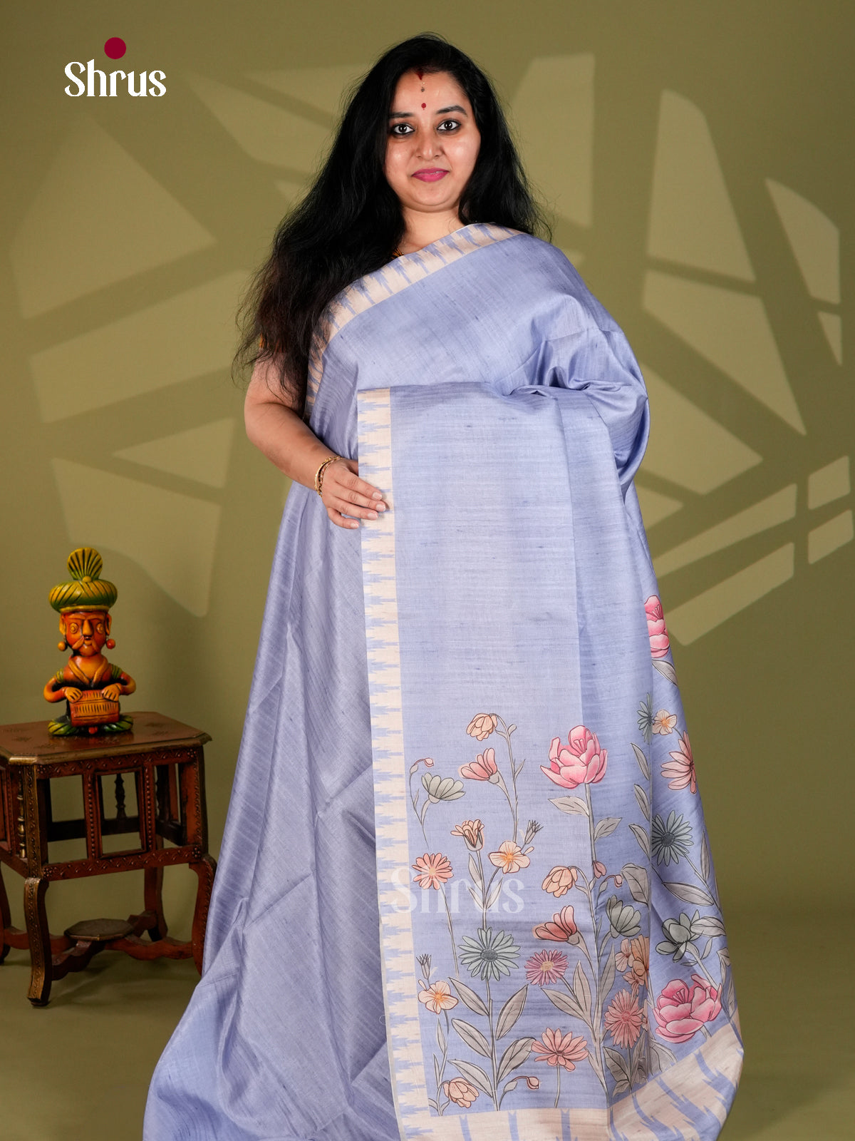 Printed Semi Tussar Saree - ECS12023 - Shop on Shrus.com