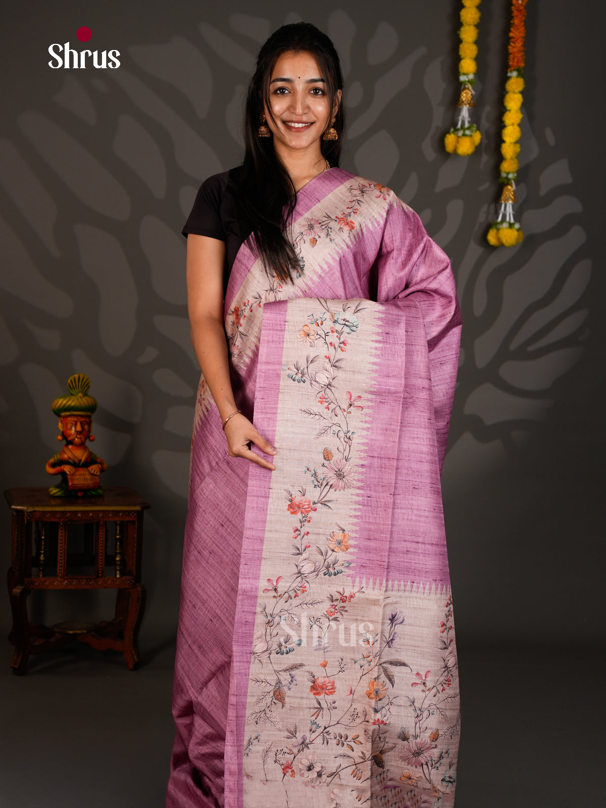 Printed Semi Tussar Saree - ECS12038 - Shop on Shrus.com