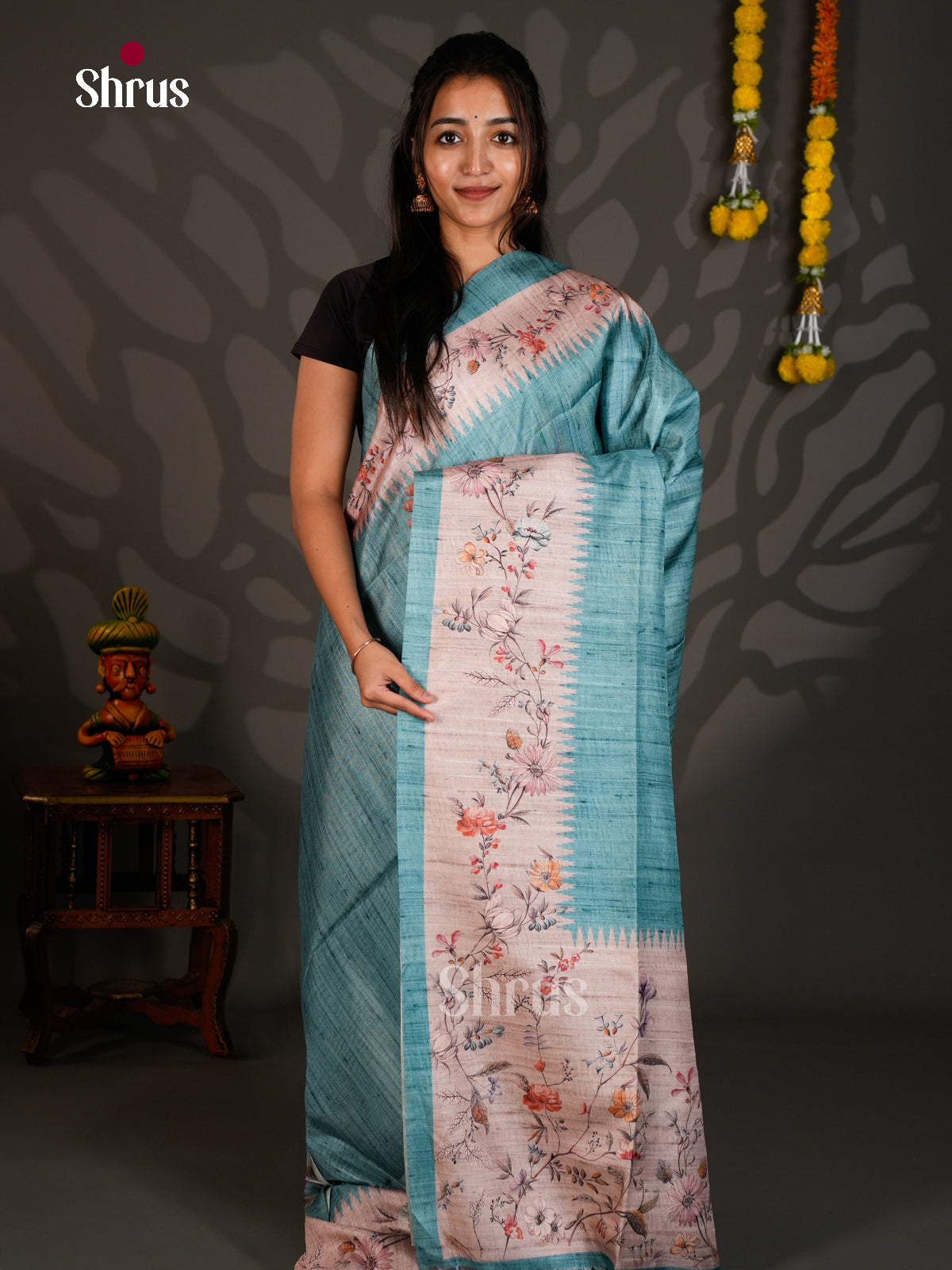 Printed Semi Tussar Saree - ECS12042 - Shop on Shrus.com