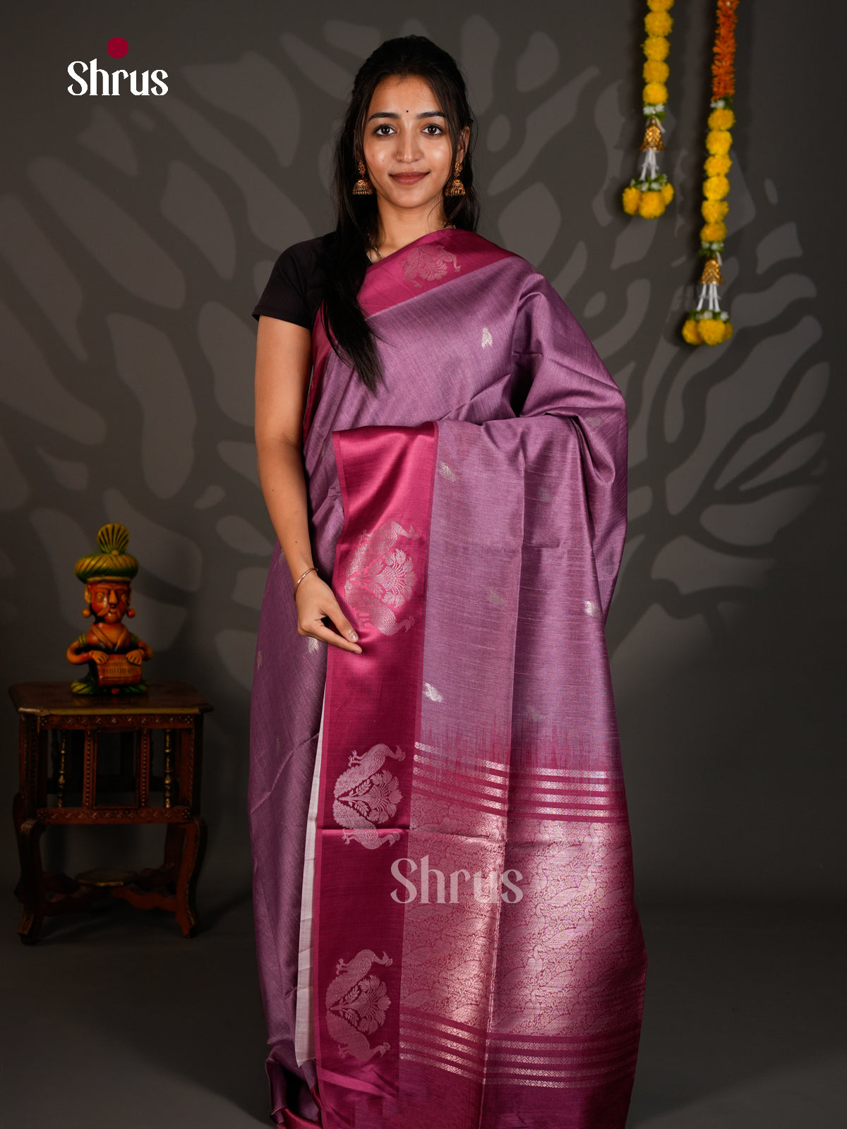 Printed Semi Tussar Saree - ECS12060 - Shop on Shrus.com