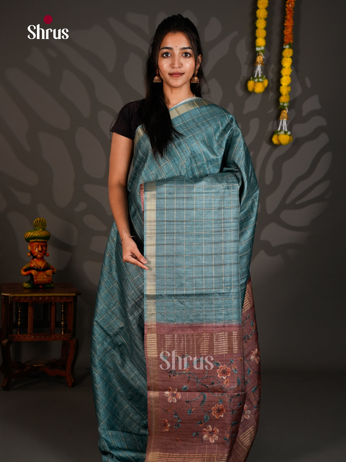 Semi Tussar Saree - ECS12070 - Shop on Shrus.com