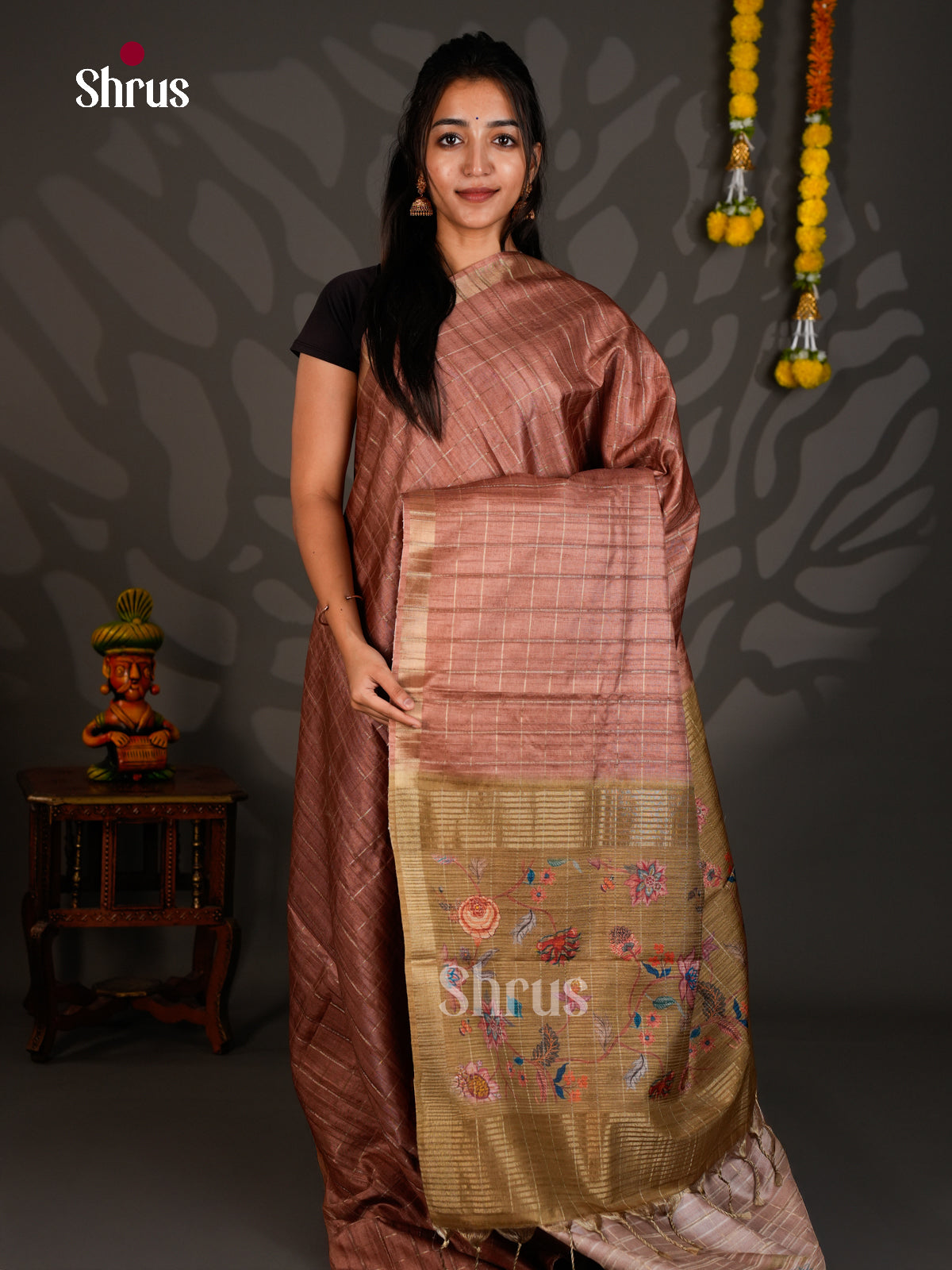 Semi Tussar Saree - ECS12071 - Shop on Shrus.com