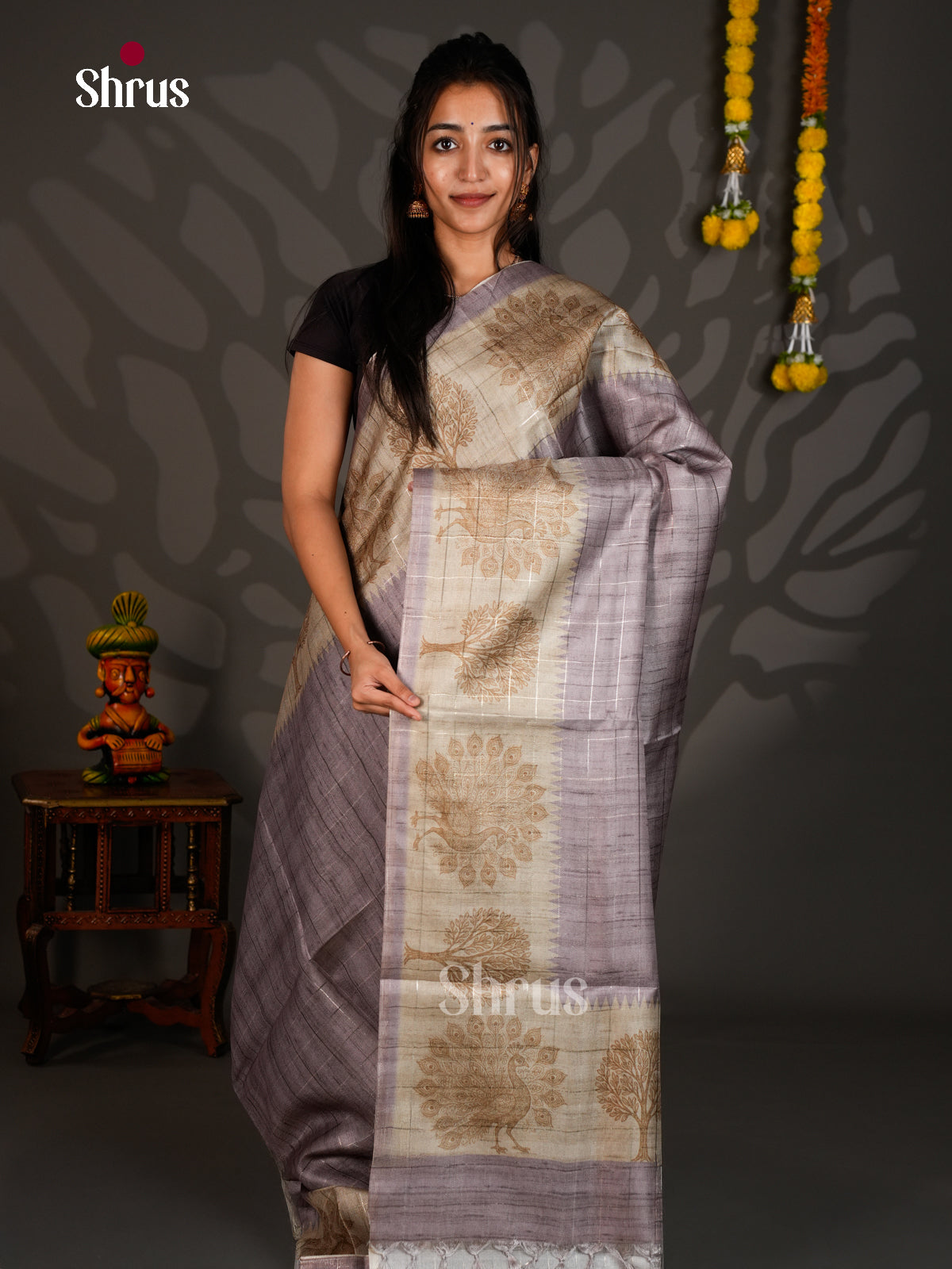 Linen Cotton Saree - ECS12096 - Shop on Shrus.com