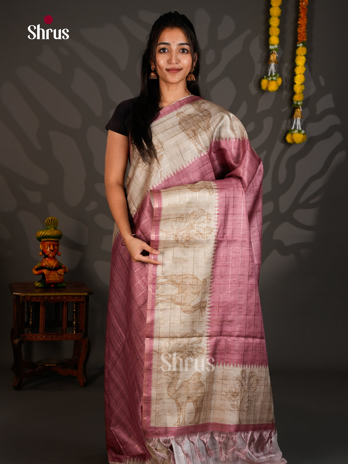 Linen Cotton Saree - ECS12101 - Shop on Shrus.com