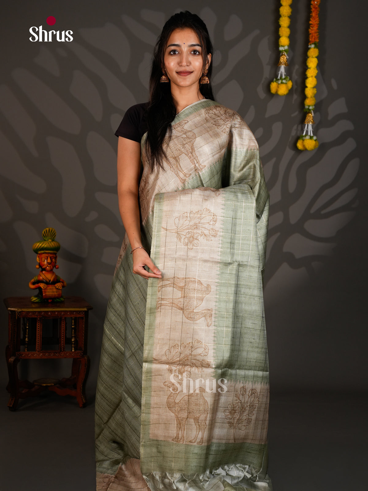 Linen Cotton Saree - ECS12108 - Shop on Shrus.com