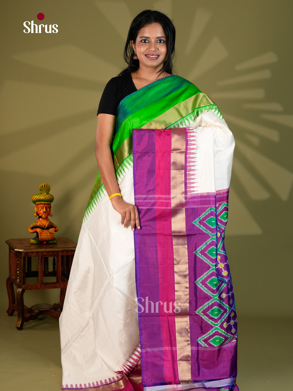 Ikkat Silk Saree - ECS16001 - Shop on Shrus.com