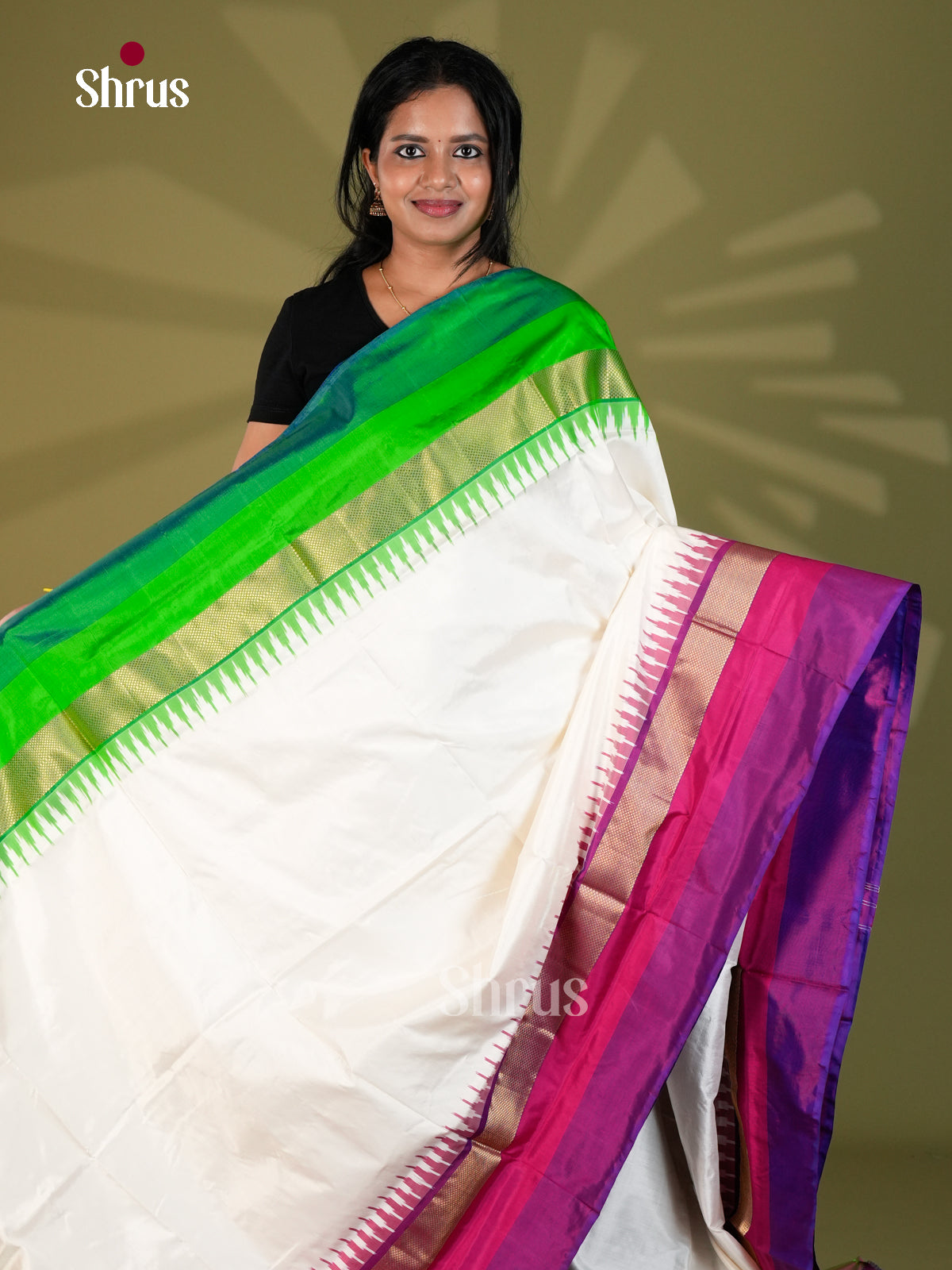 Ikkat Silk Saree - ECS16001 - Shop on Shrus.com