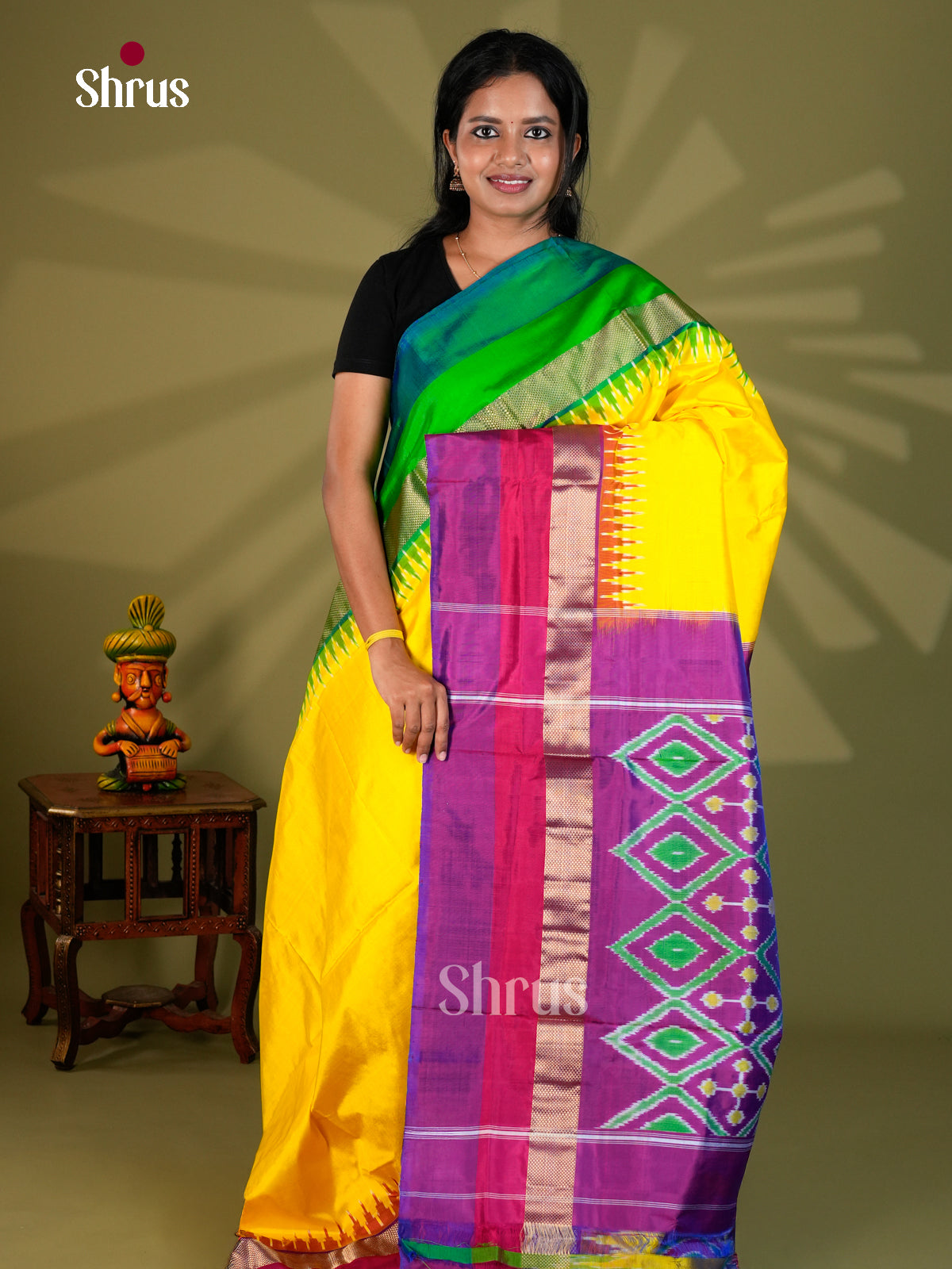 Ikkat Silk Saree - ECS16002 - Shop on Shrus.com