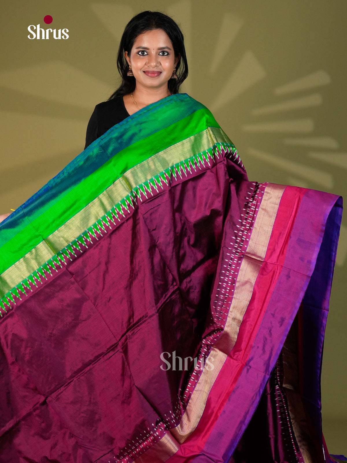 Ikkat Silk Saree - ECS16005 - Shop on Shrus.com