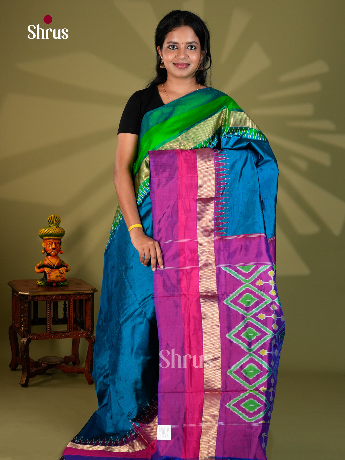 Ikkat Silk Saree - ECS16008 - Shop on Shrus.com