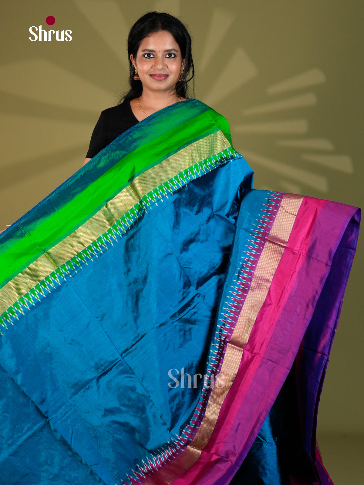 Ikkat Silk Saree - ECS16008 - Shop on Shrus.com