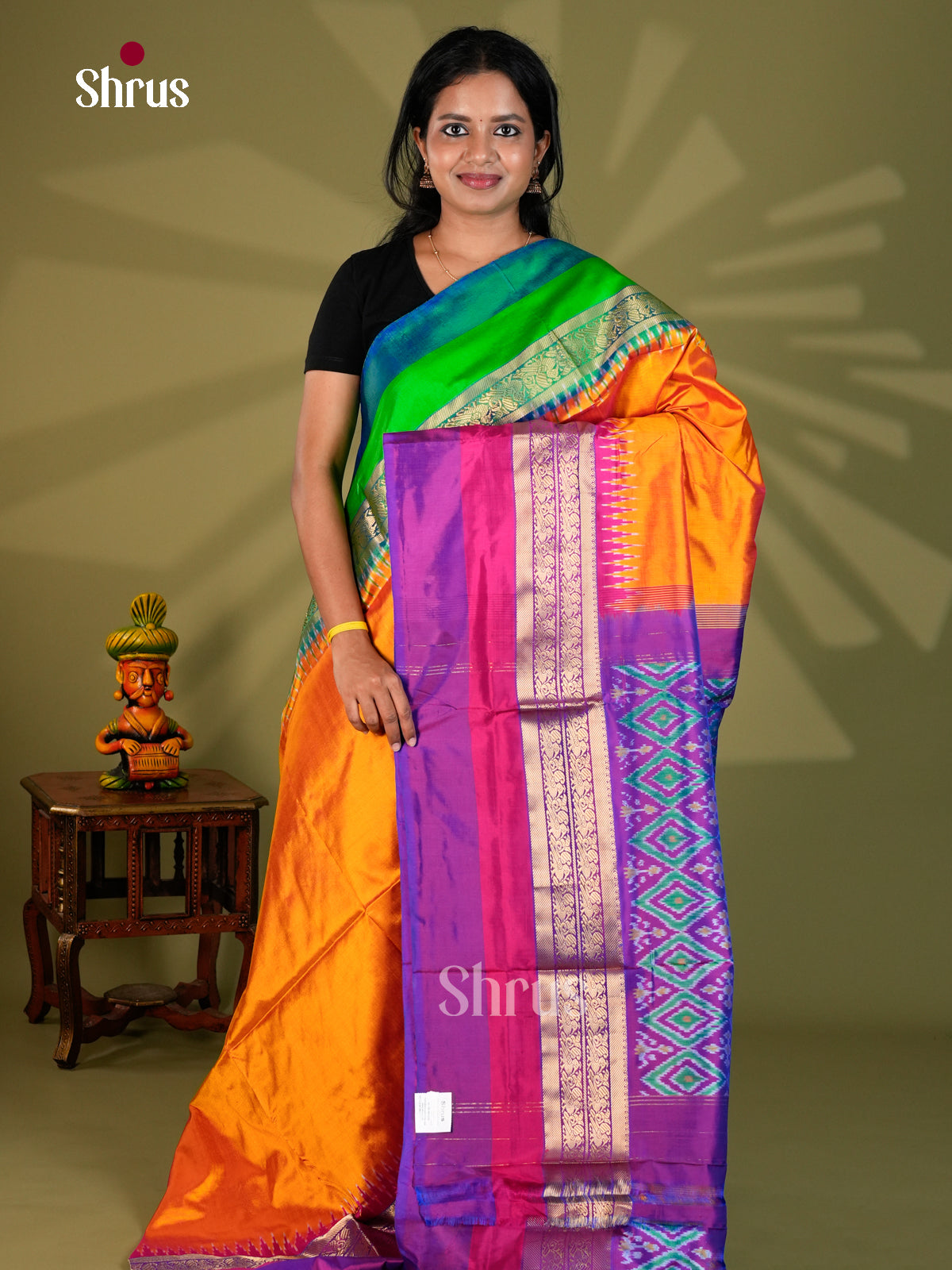 Ikkat Silk Saree - ECS16010 - Shop on Shrus.com