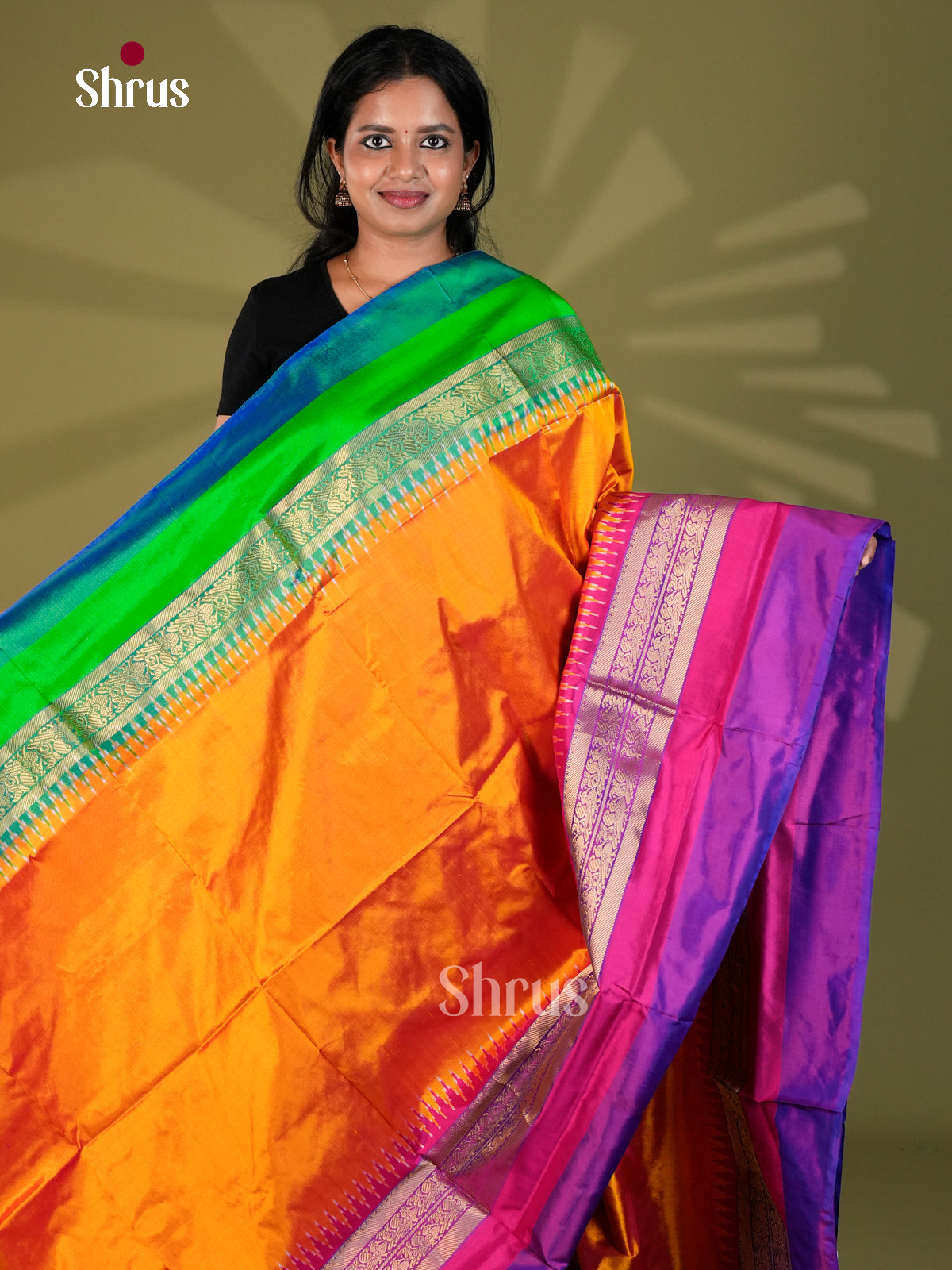 Ikkat Silk Saree - ECS16010 - Shop on Shrus.com