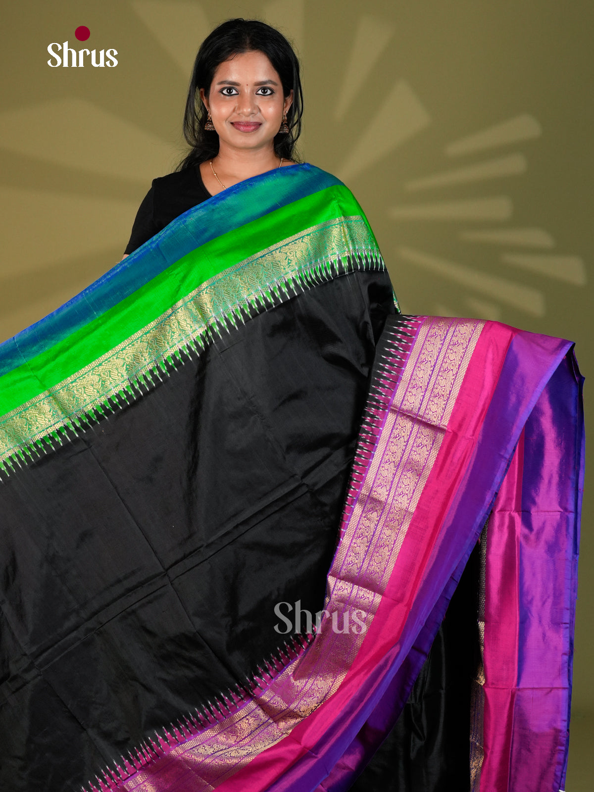 Ikkat Silk Saree - ECS16014 - Shop on Shrus.com