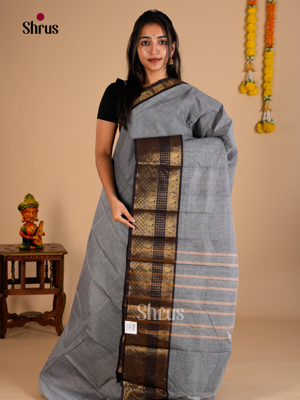 Chettinad Cotton-Without Blouse Saree - ECS26120 - Shop on Shrus.com