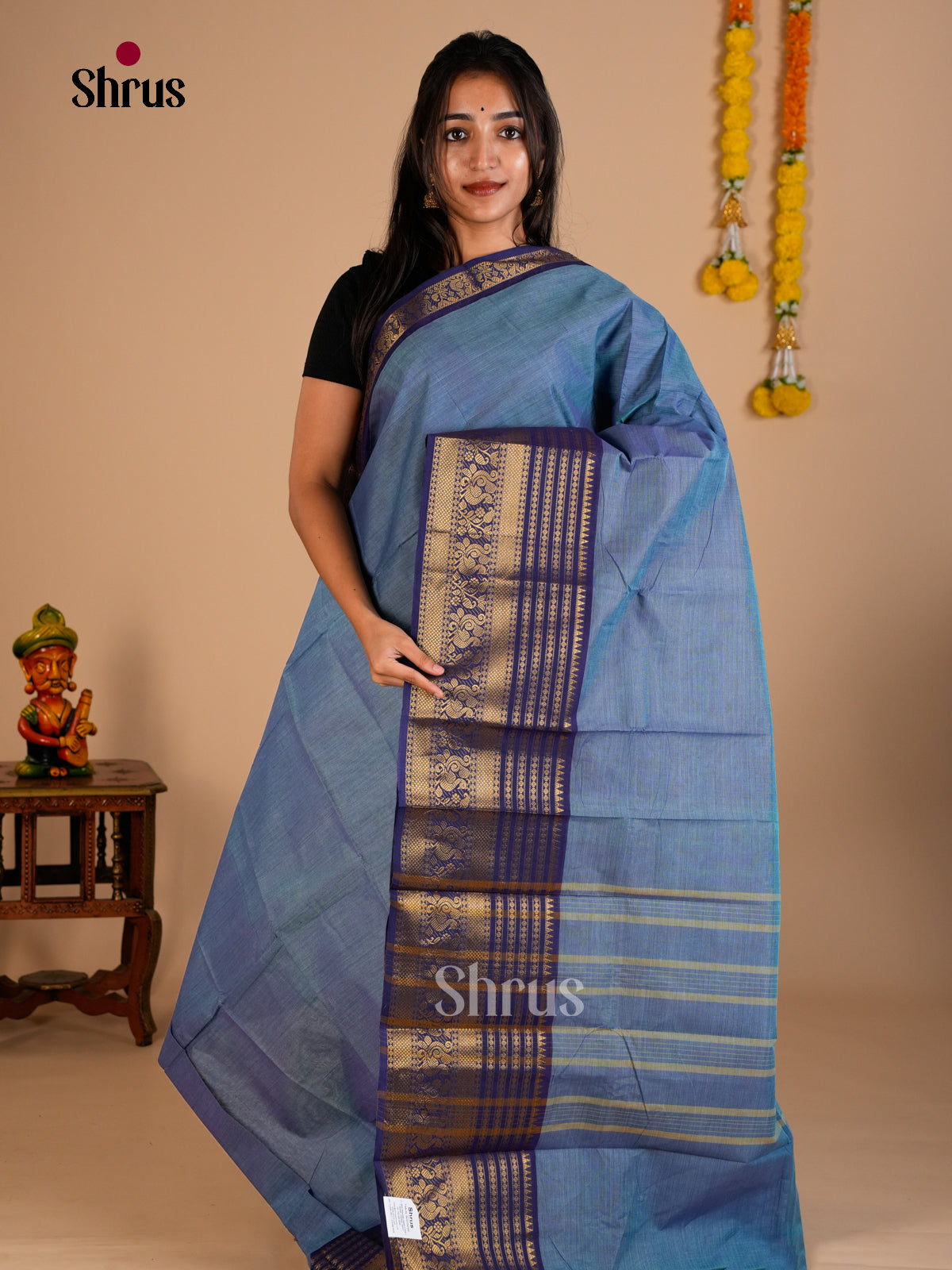 Chettinad Cotton-Without Blouse Saree - ECS26127 - Shop on Shrus.com