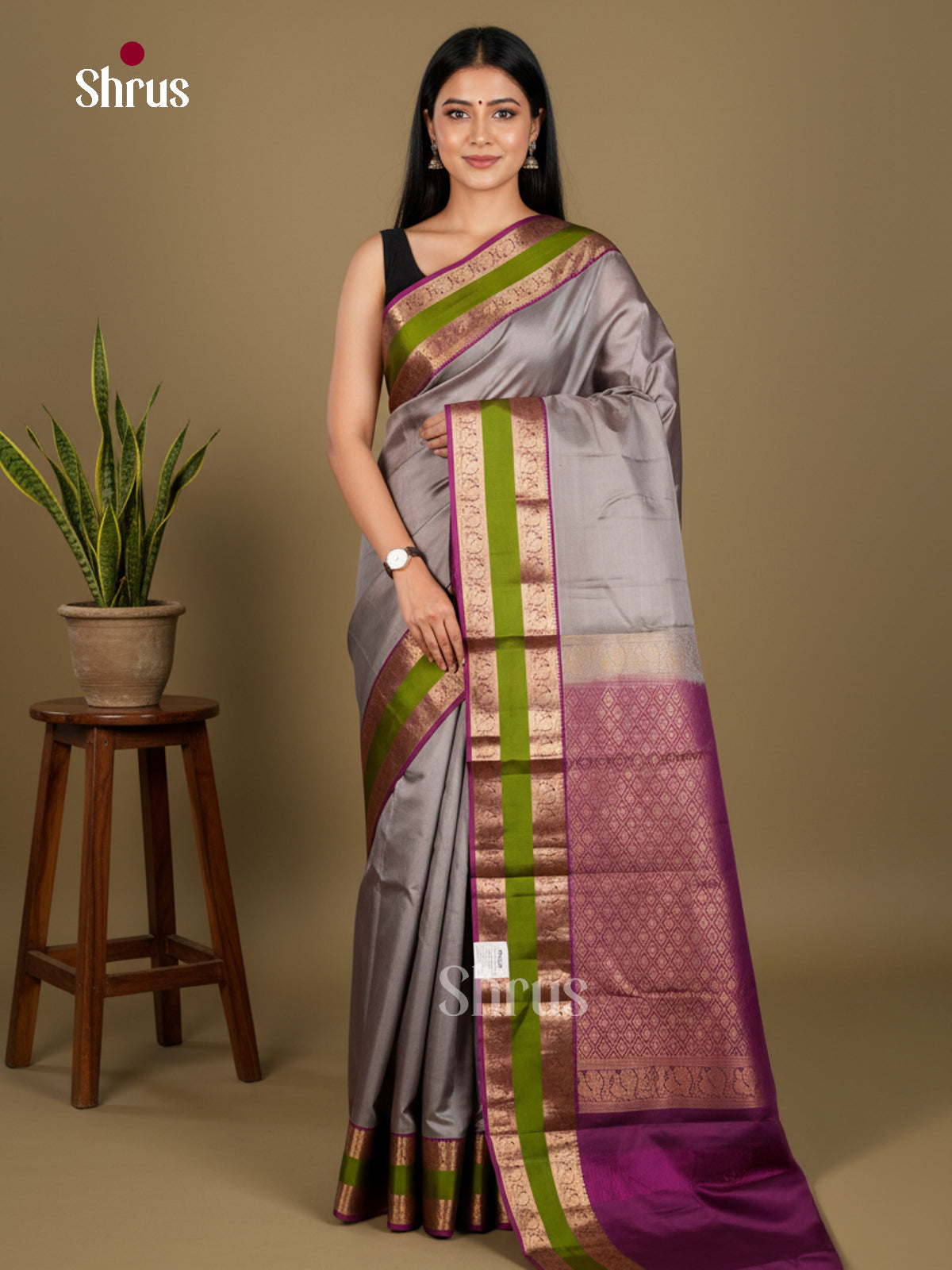 Kanchipuram silk Saree - EDS04002 - Shop on Shrus.com