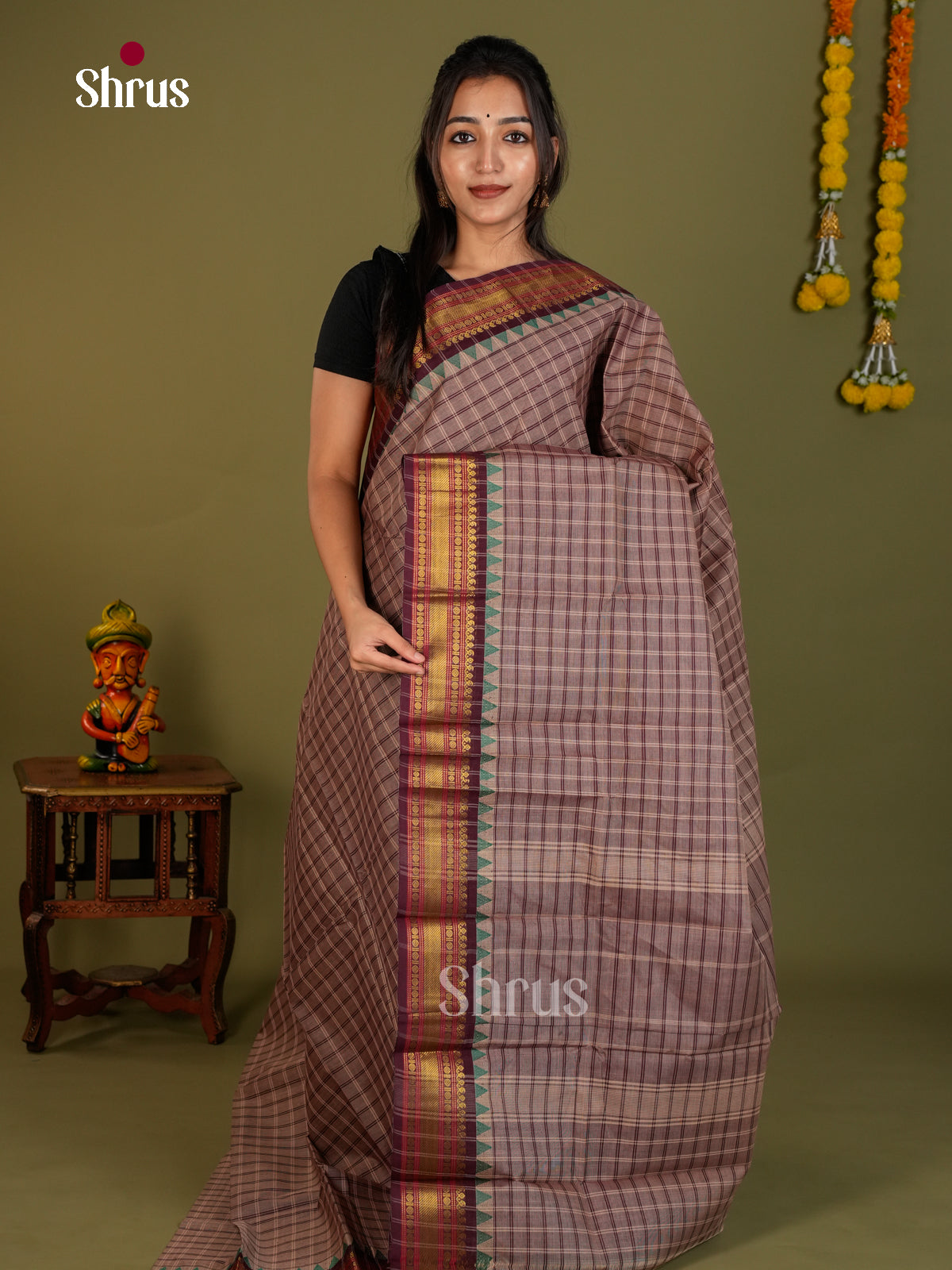Chettinad Cotton Saree - EDS06113 - Shop on Shrus.com