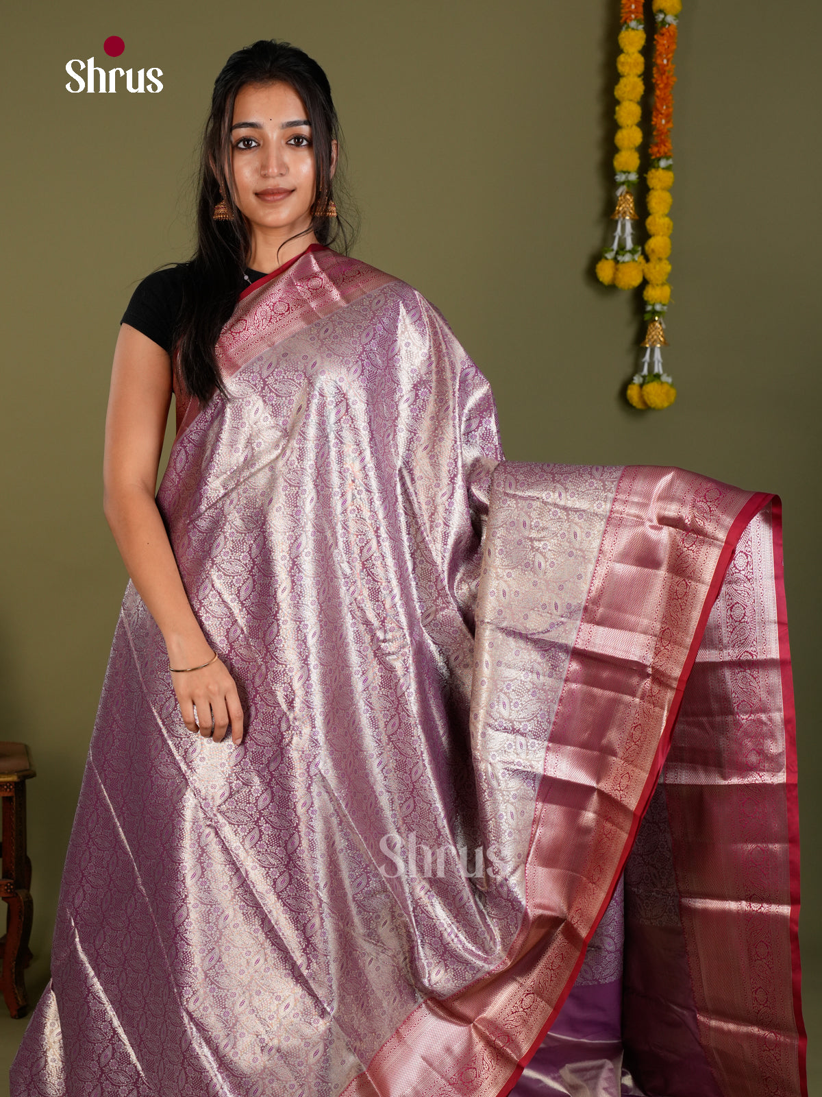 Kanchipuram-halfpure Saree - EDS15009 - Shop on Shrus.com