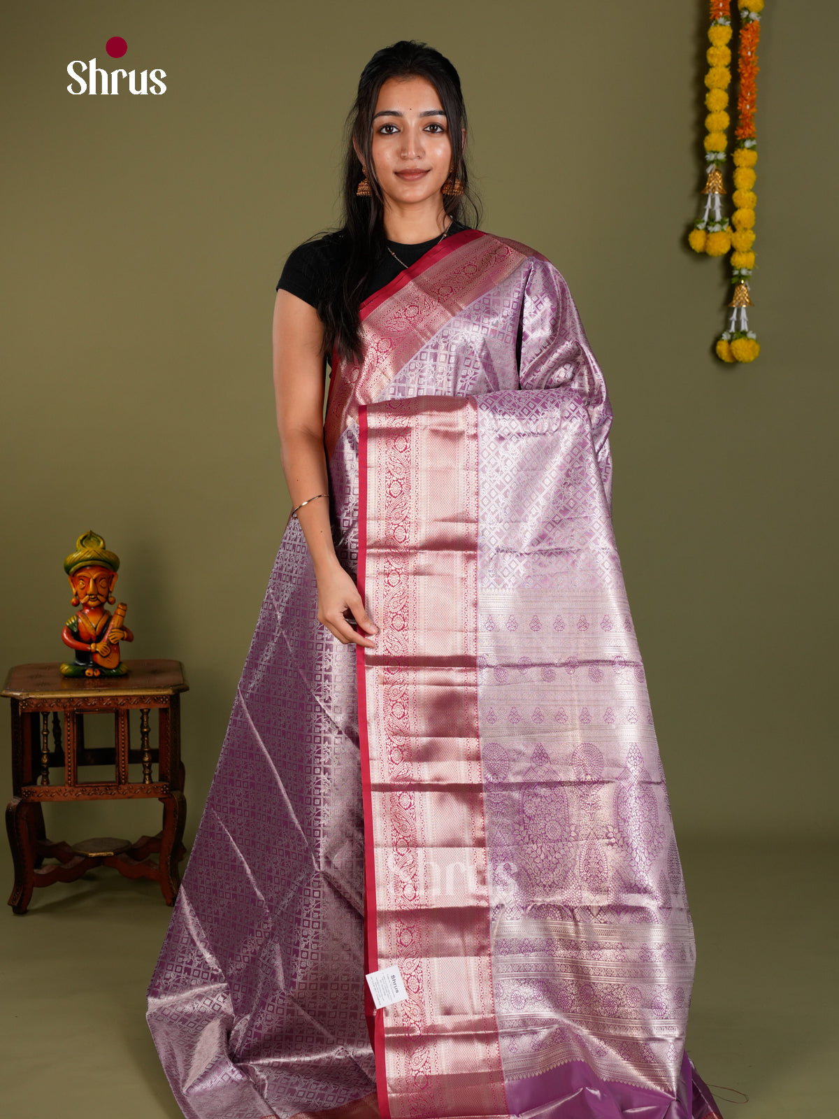 Kanchipuram-halfpure Saree - EDS15010 - Shop on Shrus.com