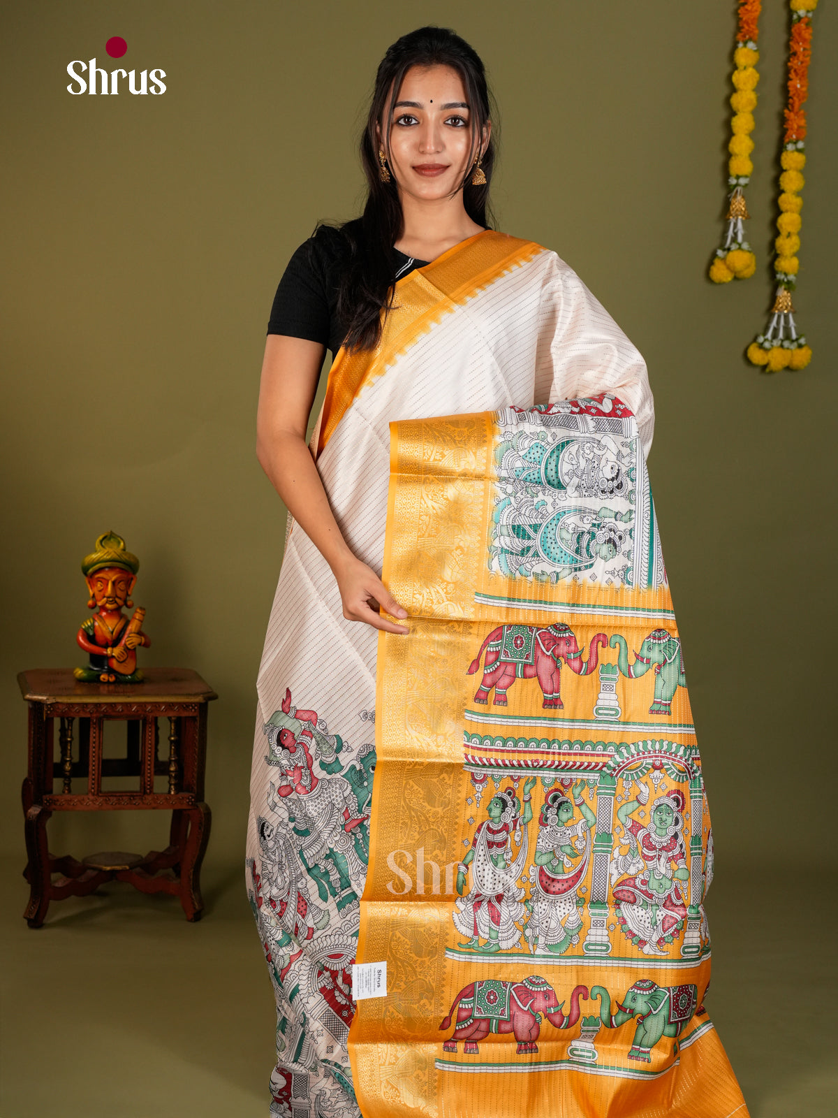 Semi Tussar Saree - EDS16001 - Shop on Shrus.com