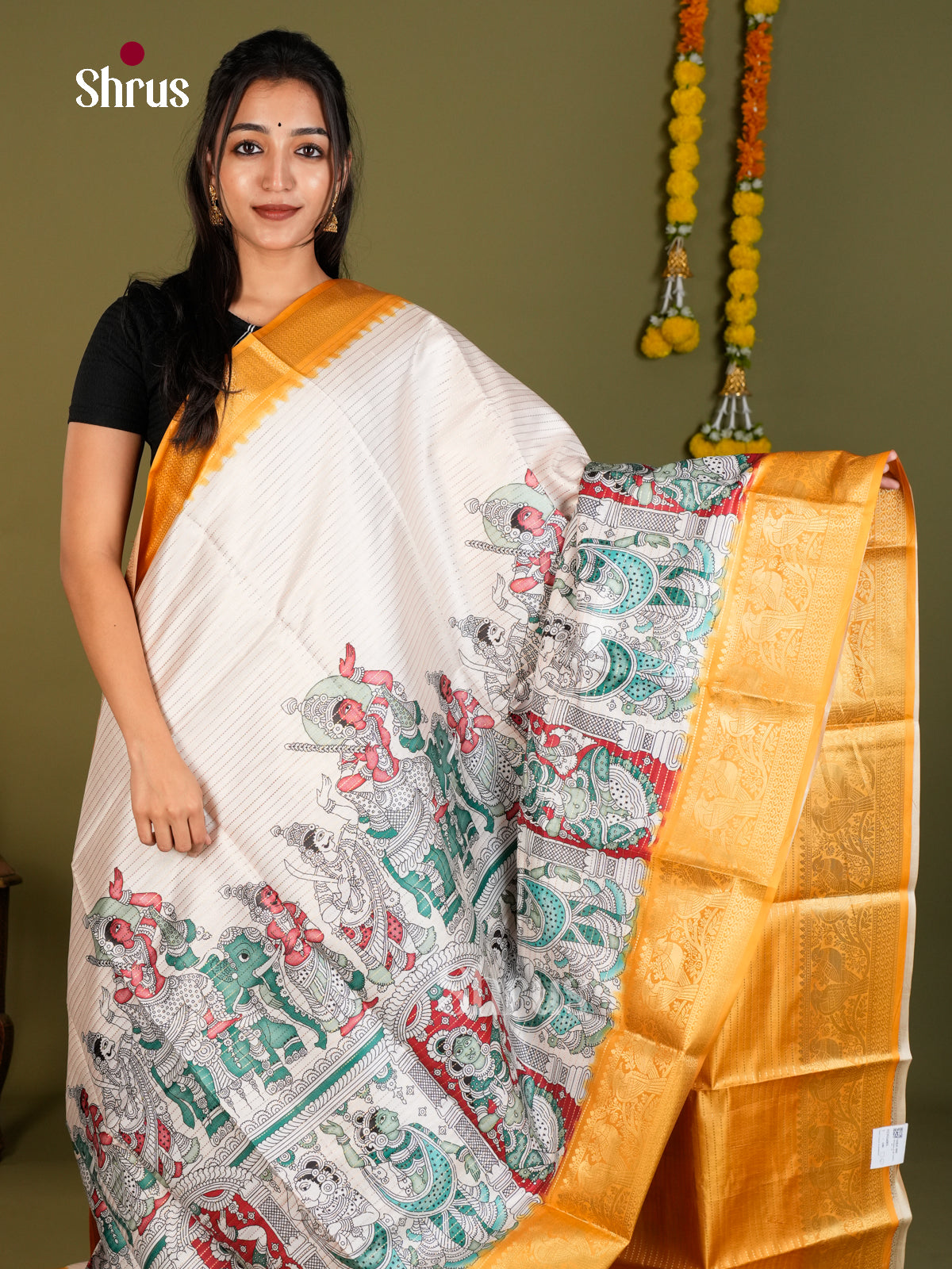 Semi Tussar Saree - EDS16001 - Shop on Shrus.com