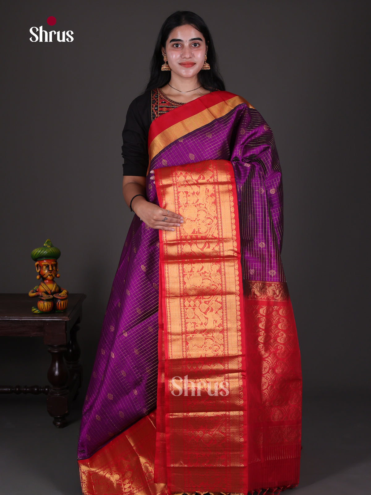 Silk Cotton Saree - EES08070 - Shop on Shrus.com