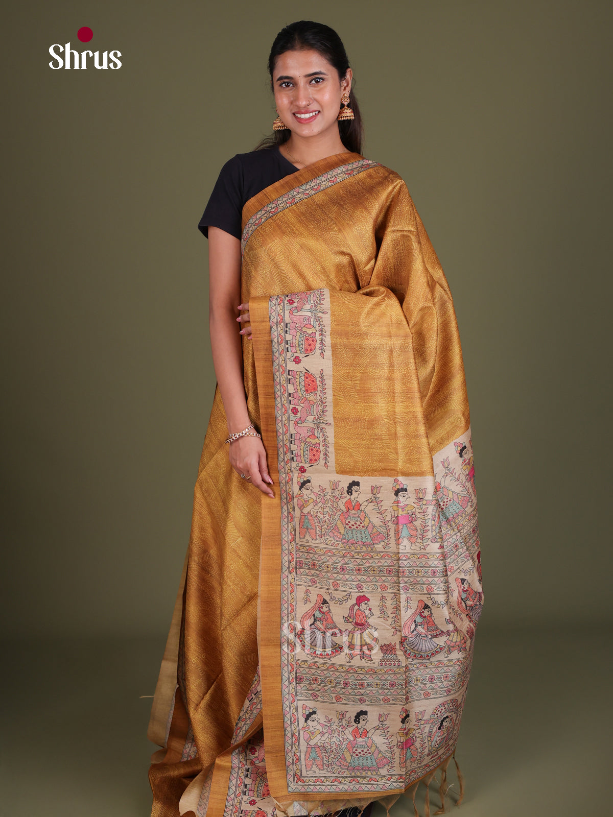 Printed Madhubani Saree - EES12031 - Shop on Shrus.com
