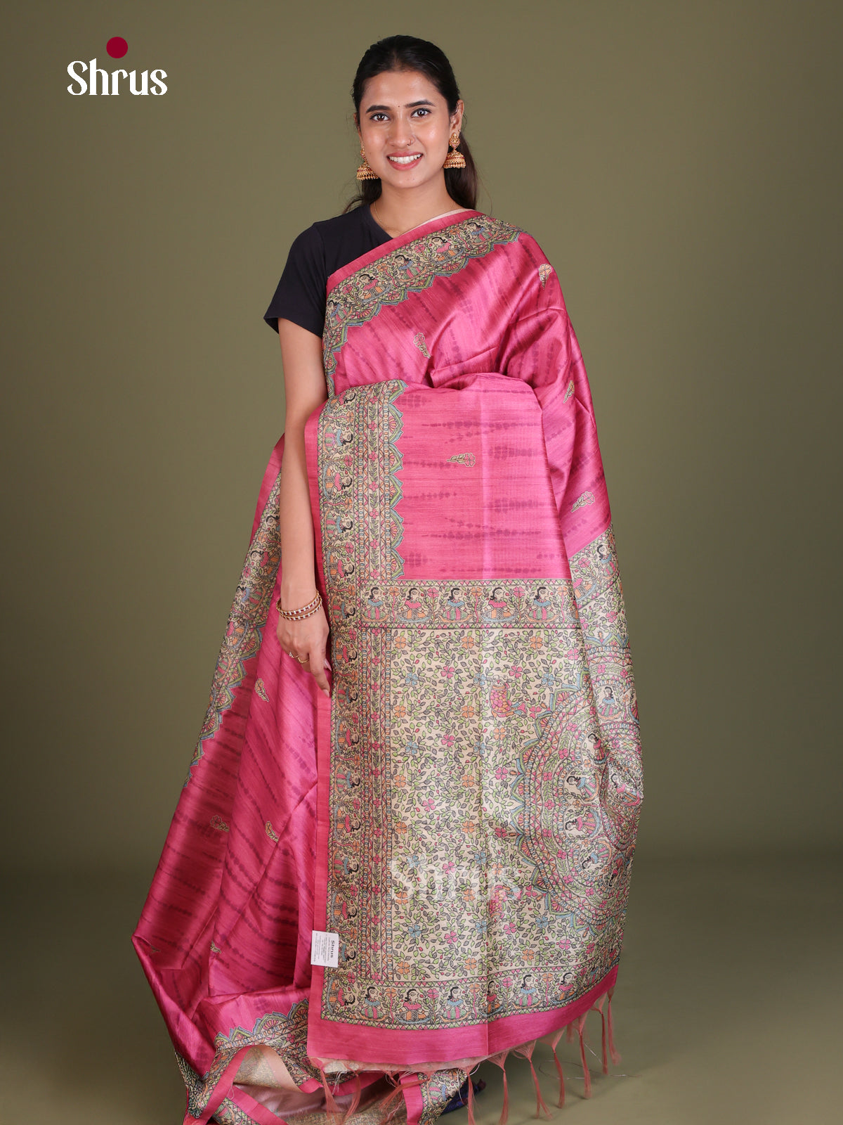 Printed Madhubani Saree - EES12123 - Shop on Shrus.com