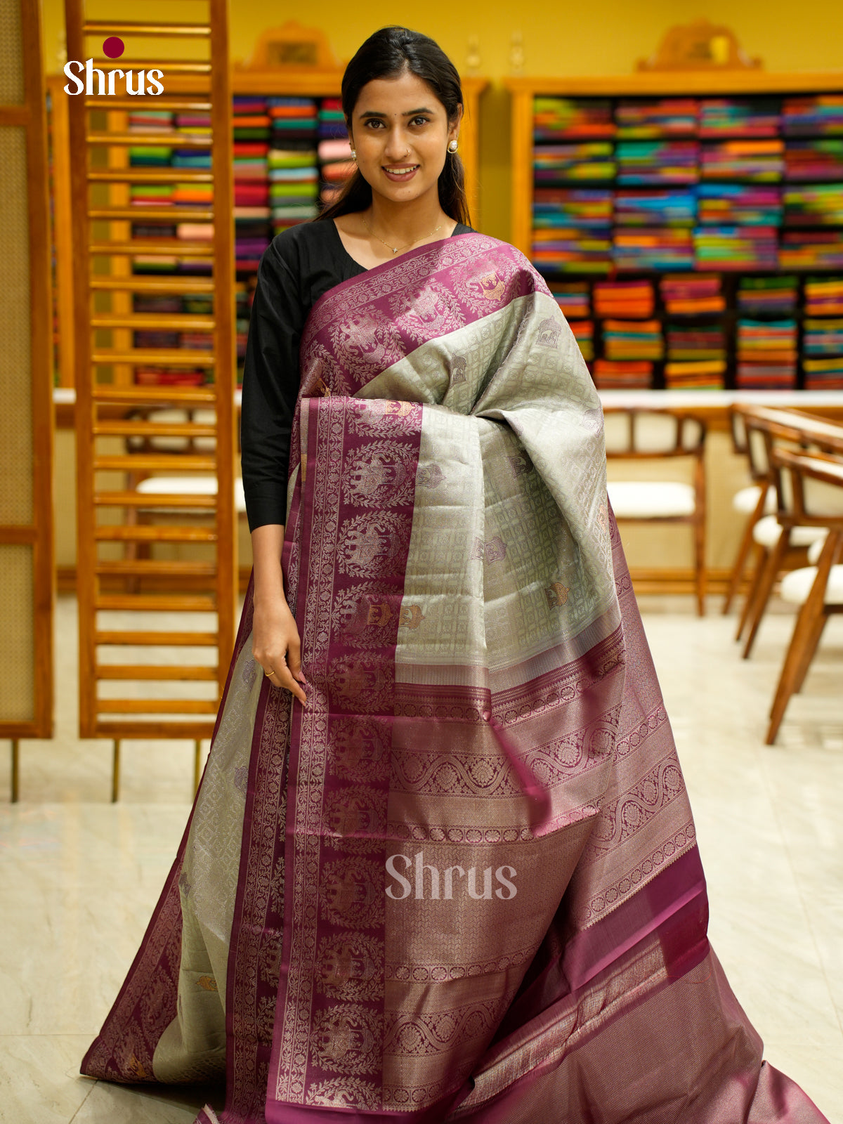Kanchipuram silk Saree - EES12202 - Shop on Shrus.com