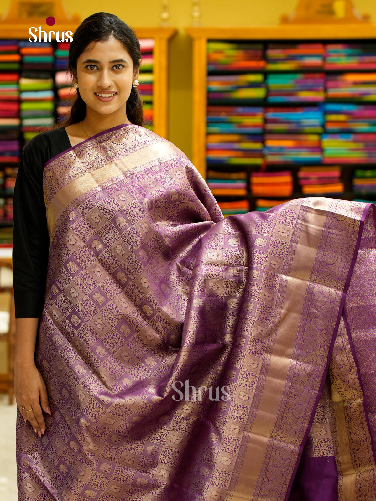 Kanchipuram silk Saree - EES12255 - Shop on Shrus.com