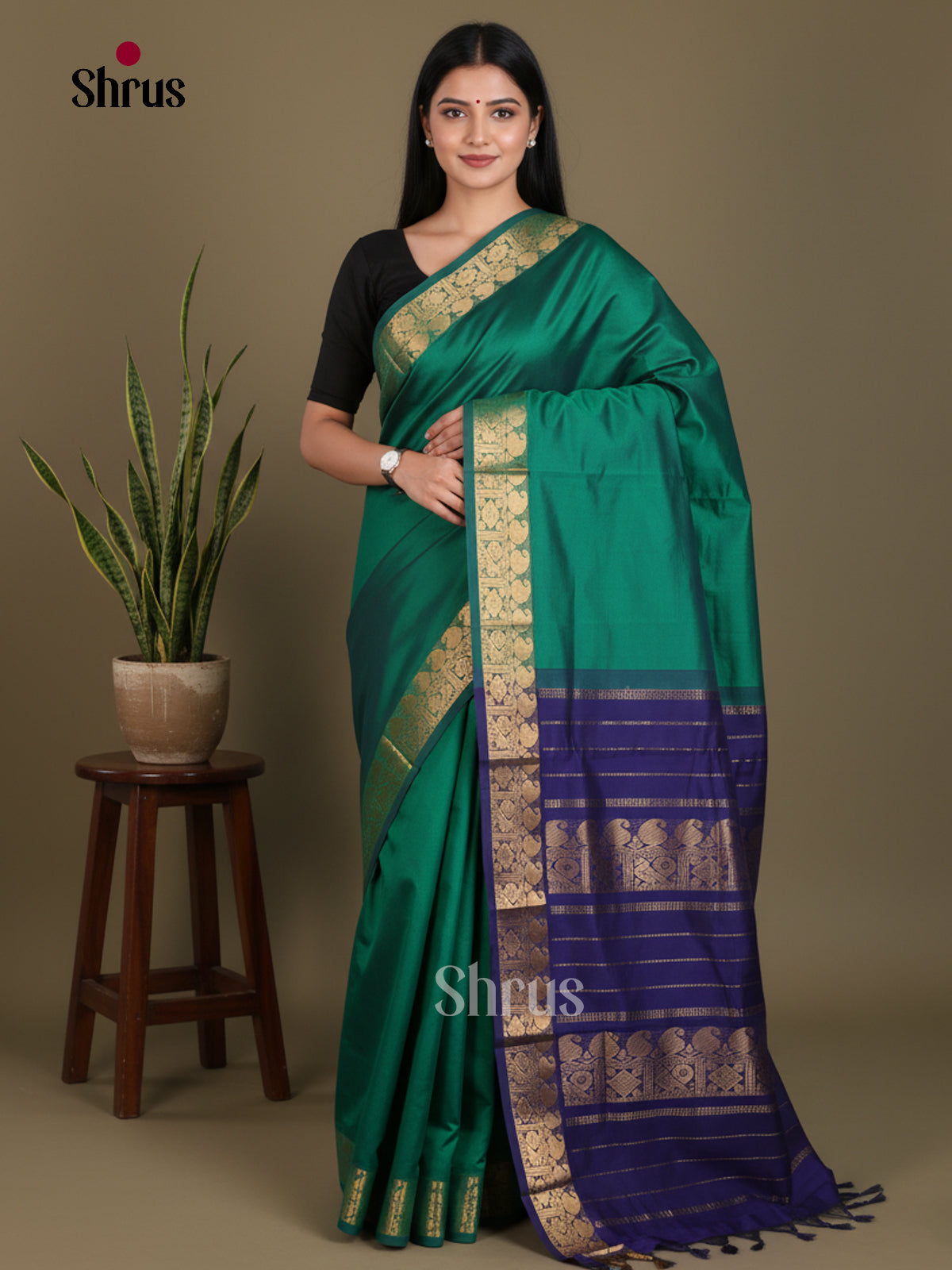 Silkcotton-Halfpure 9Yards Saree - EES16088 - Shop on Shrus.com
