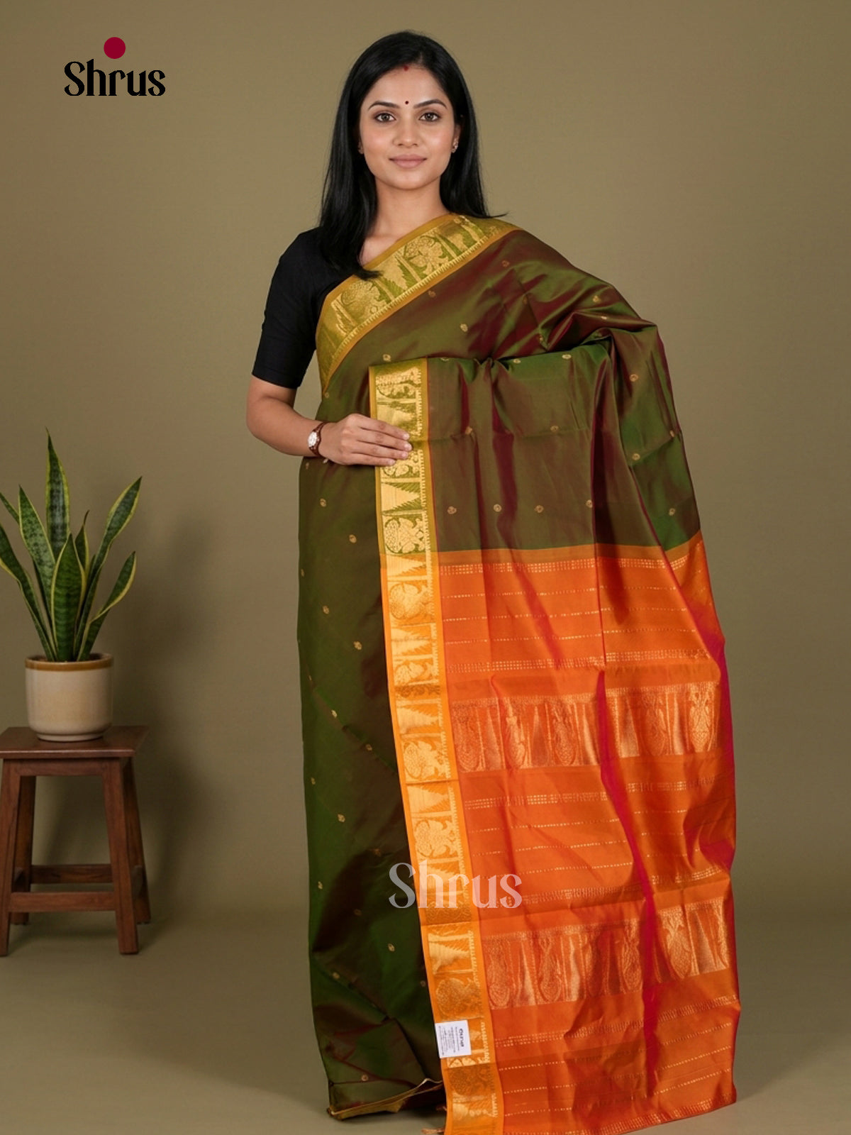 Silkcotton-halfpure Saree - EES16156 - Shop on Shrus.com