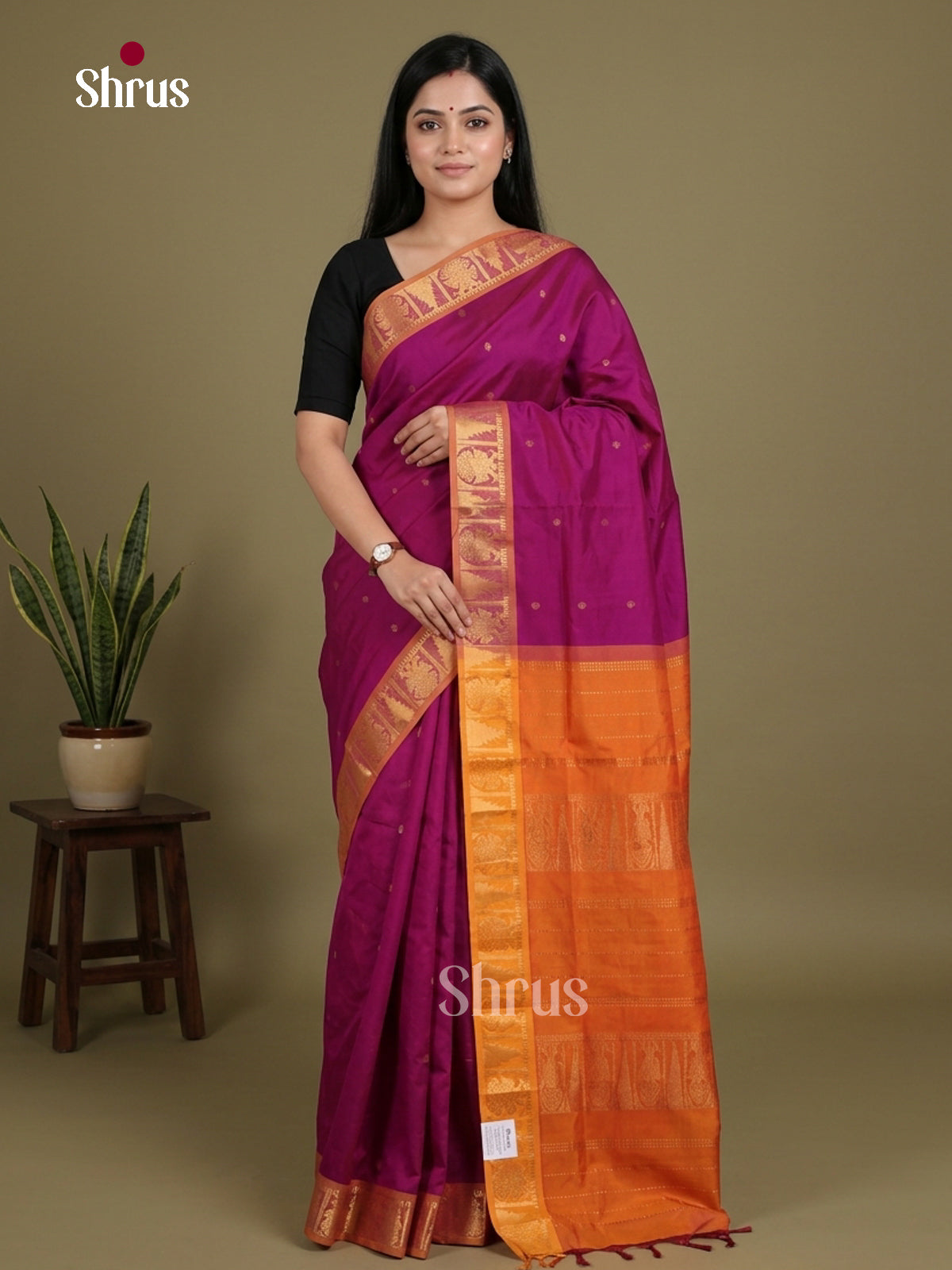Silkcotton-halfpure Saree - EES16162 - Shop on Shrus.com