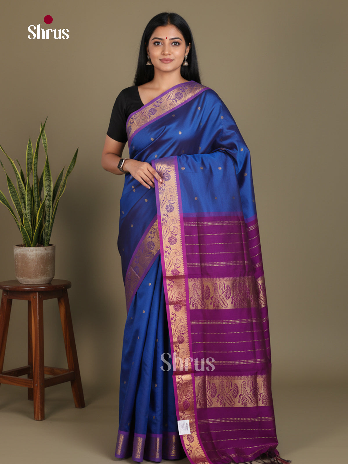 Silkcotton-halfpure Saree - EES16172 - Shop on Shrus.com