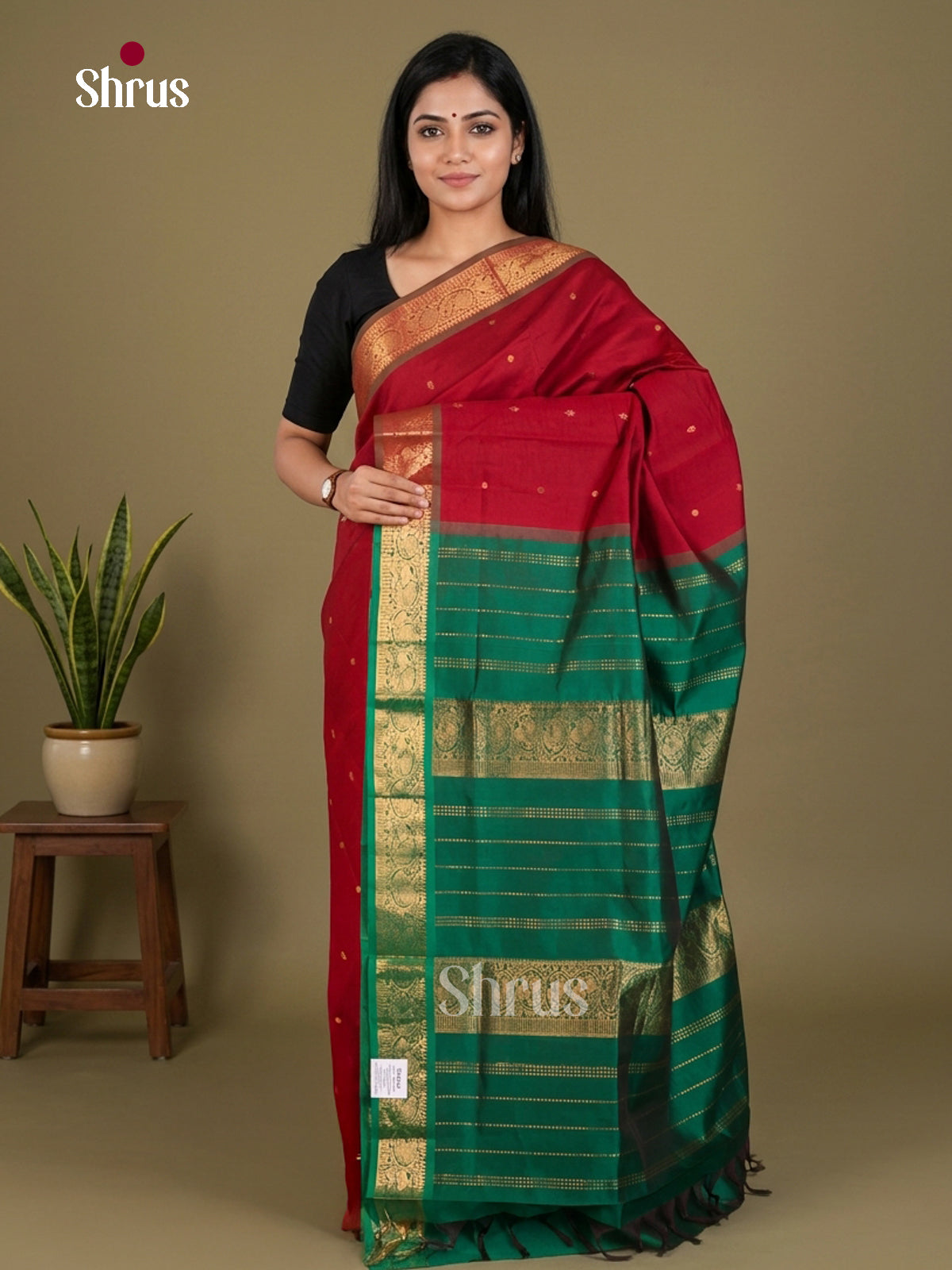 Silkcotton-halfpure Saree - EES16173 - Shop on Shrus.com