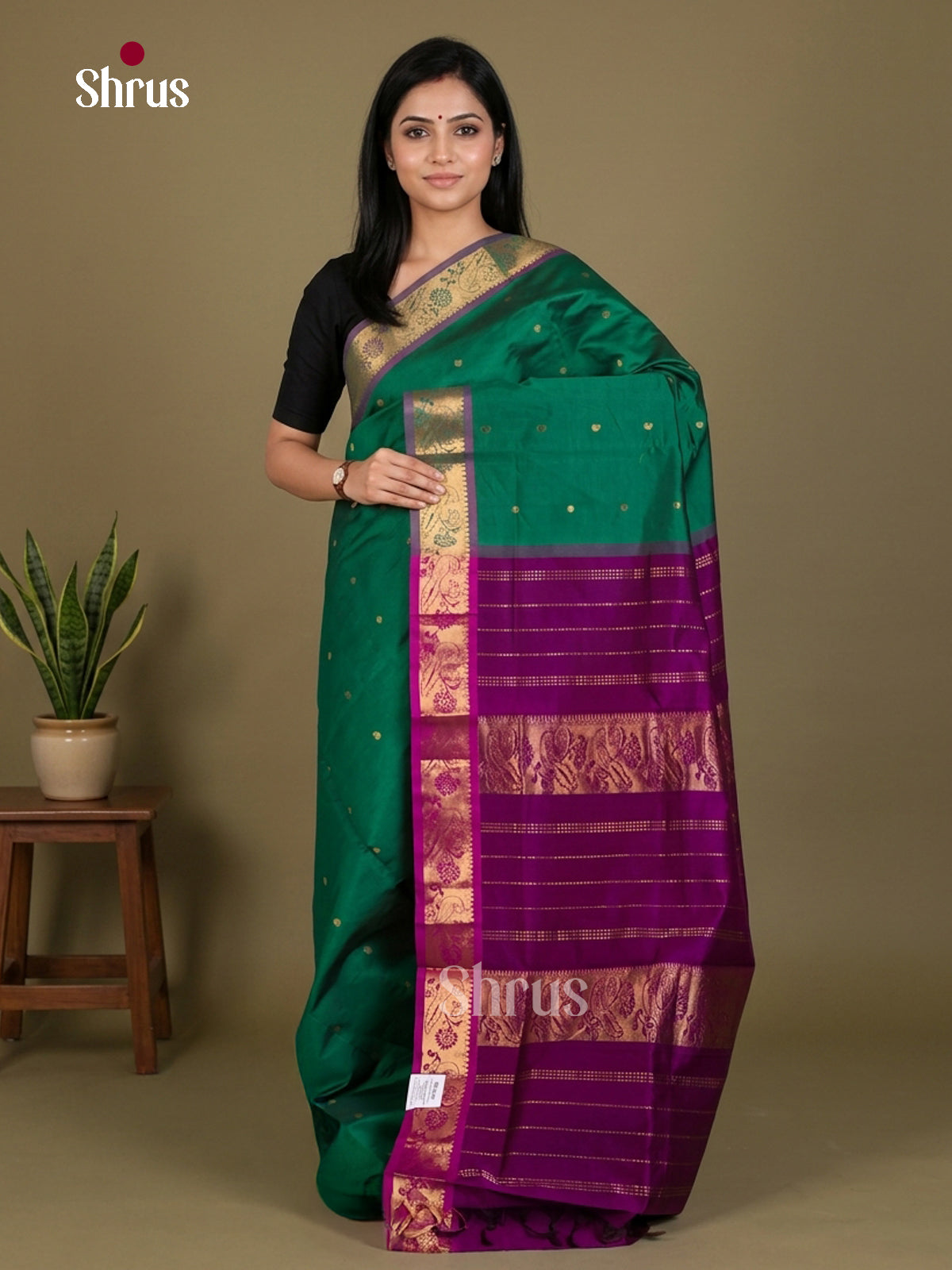 Silkcotton-halfpure Saree - EES16176 - Shop on Shrus.com