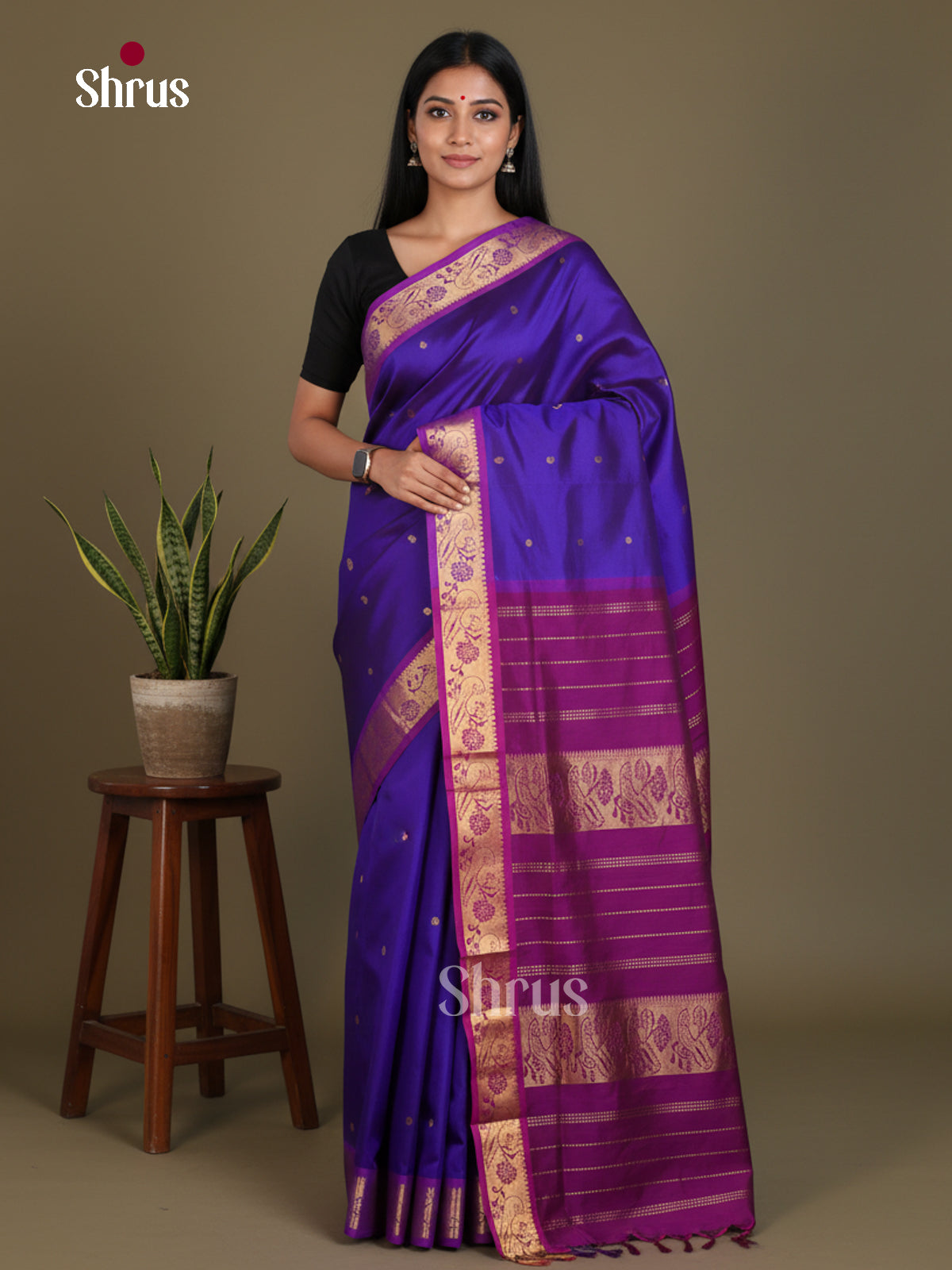 Silkcotton-halfpure Saree - EES16177 - Shop on Shrus.com