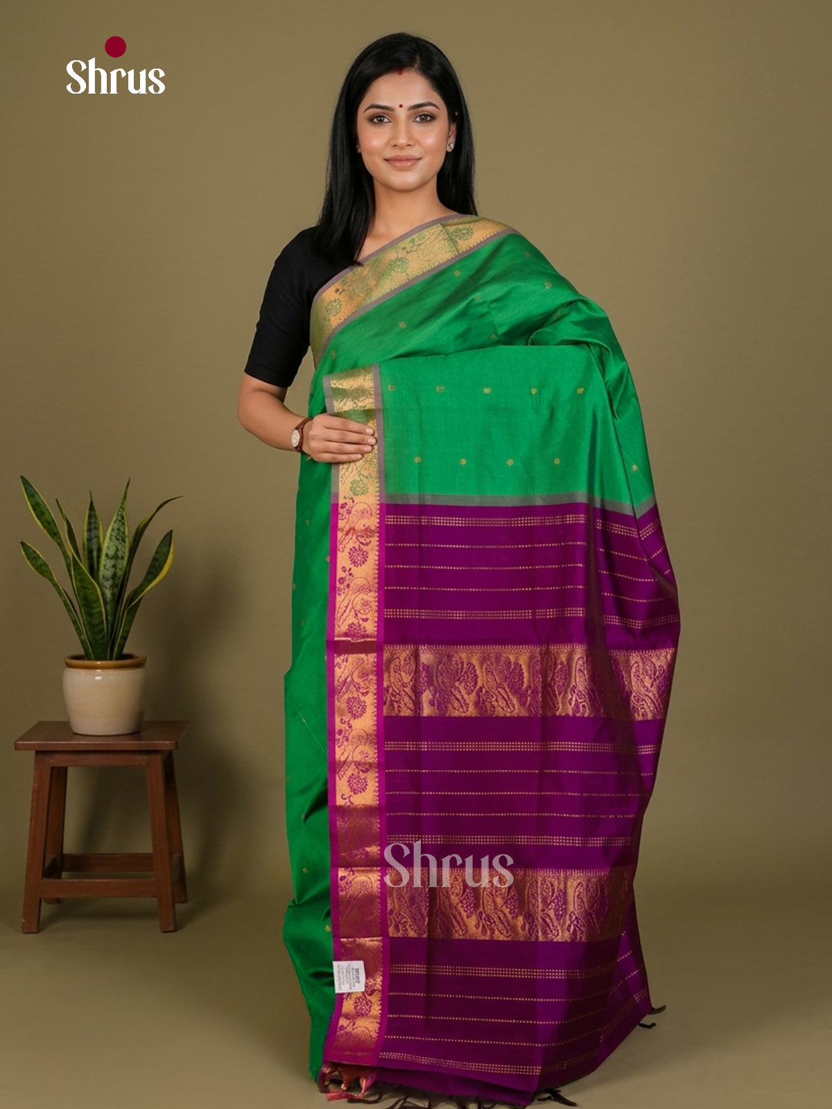 Silkcotton-halfpure Saree - EES16178 - Shop on Shrus.com